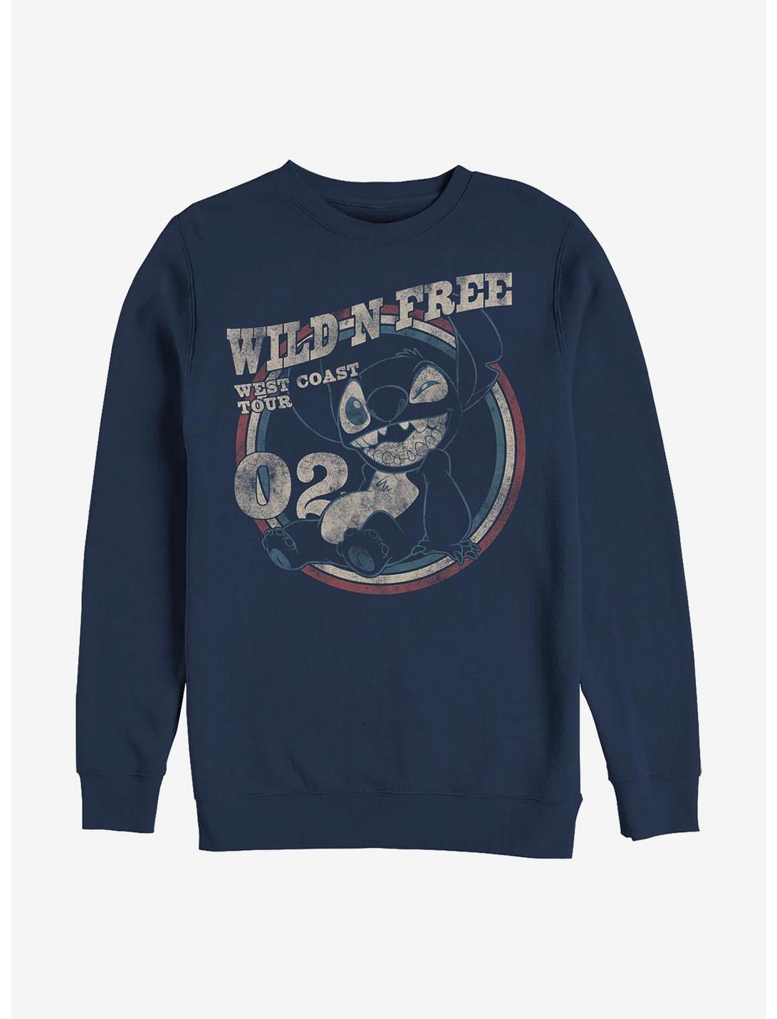 Disney Lilo & Stitch Wild N Free Crew Sweatshirt, NAVY, hi-res