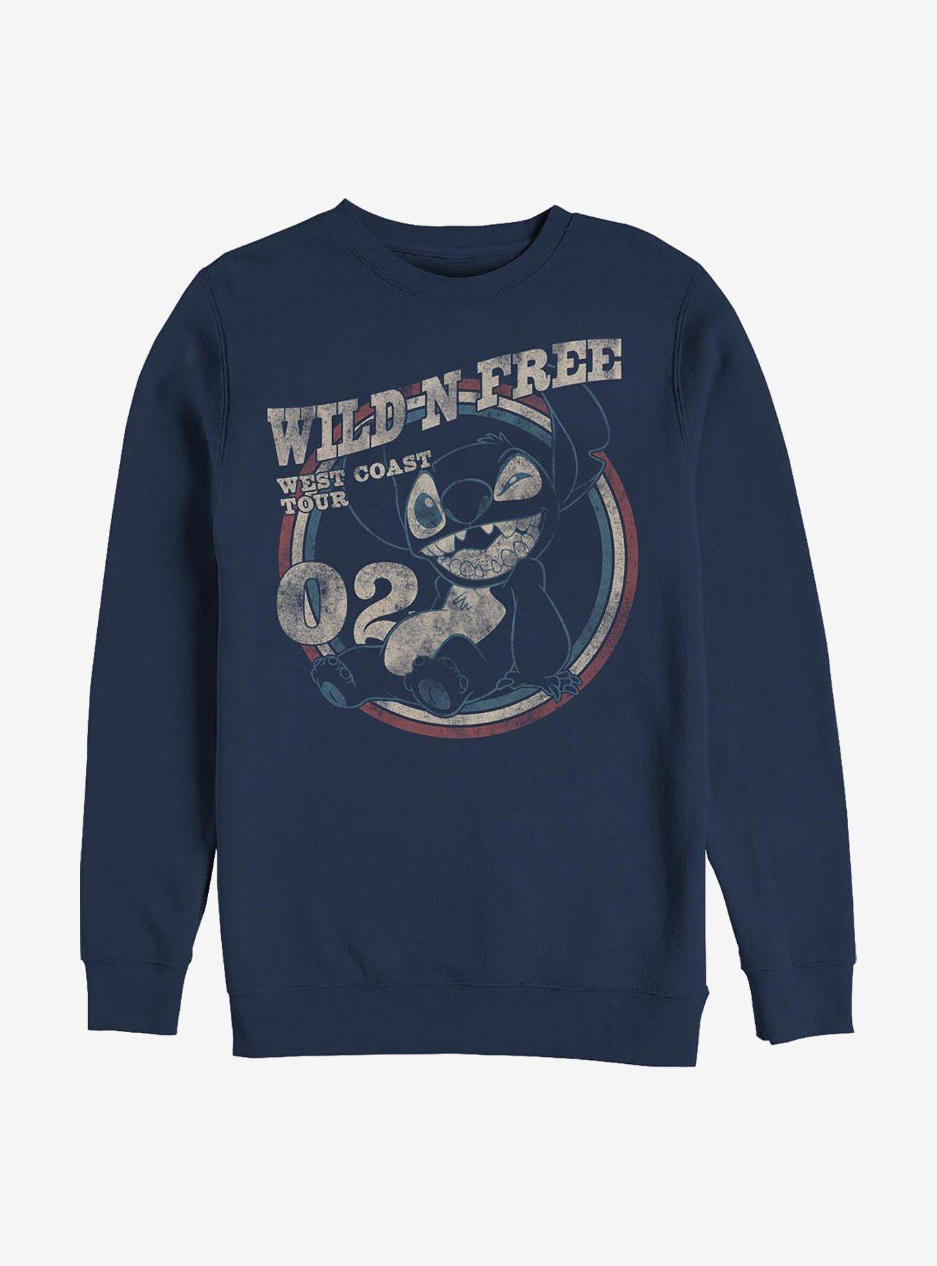 Disney Lilo & Stitch Wild N Free Crew Sweatshirt, NAVY, hi-res