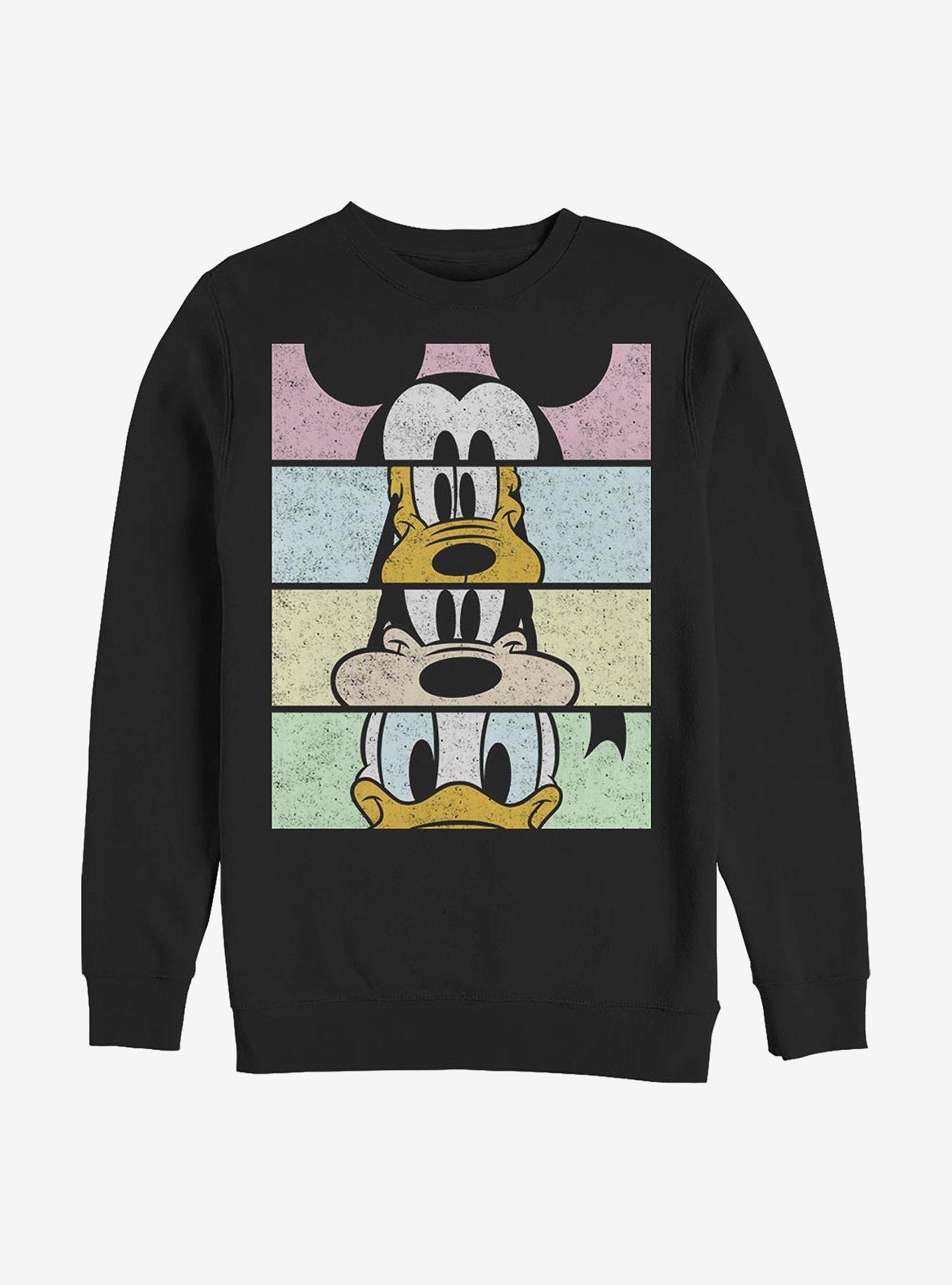 Disney Mickey Mouse And Friends Boxed Eyes Crew Sweatshirt BLACK