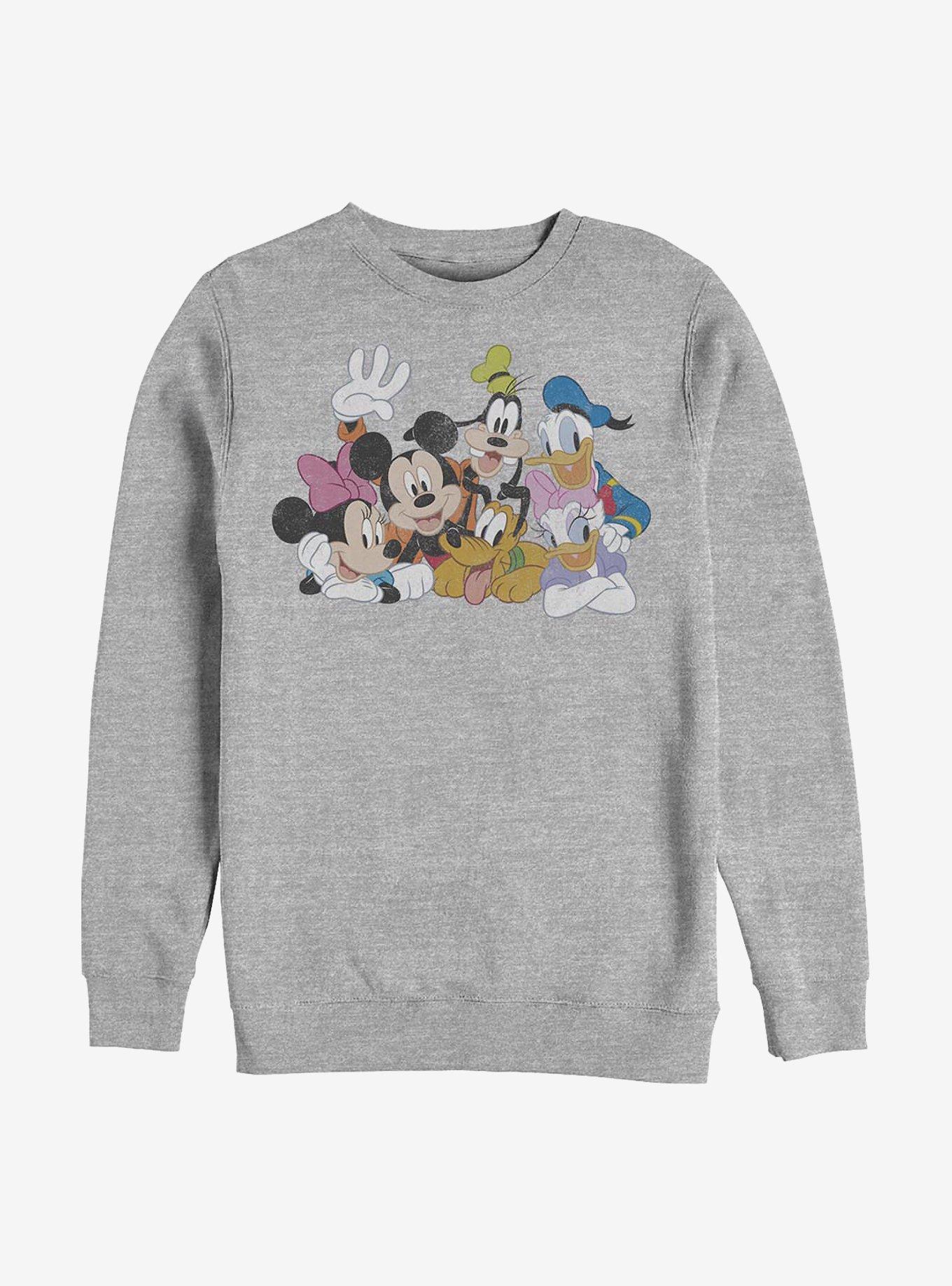 Disney Mickey Mouse And Friends Group Crew Sweatshirt - GREY | Hot Topic