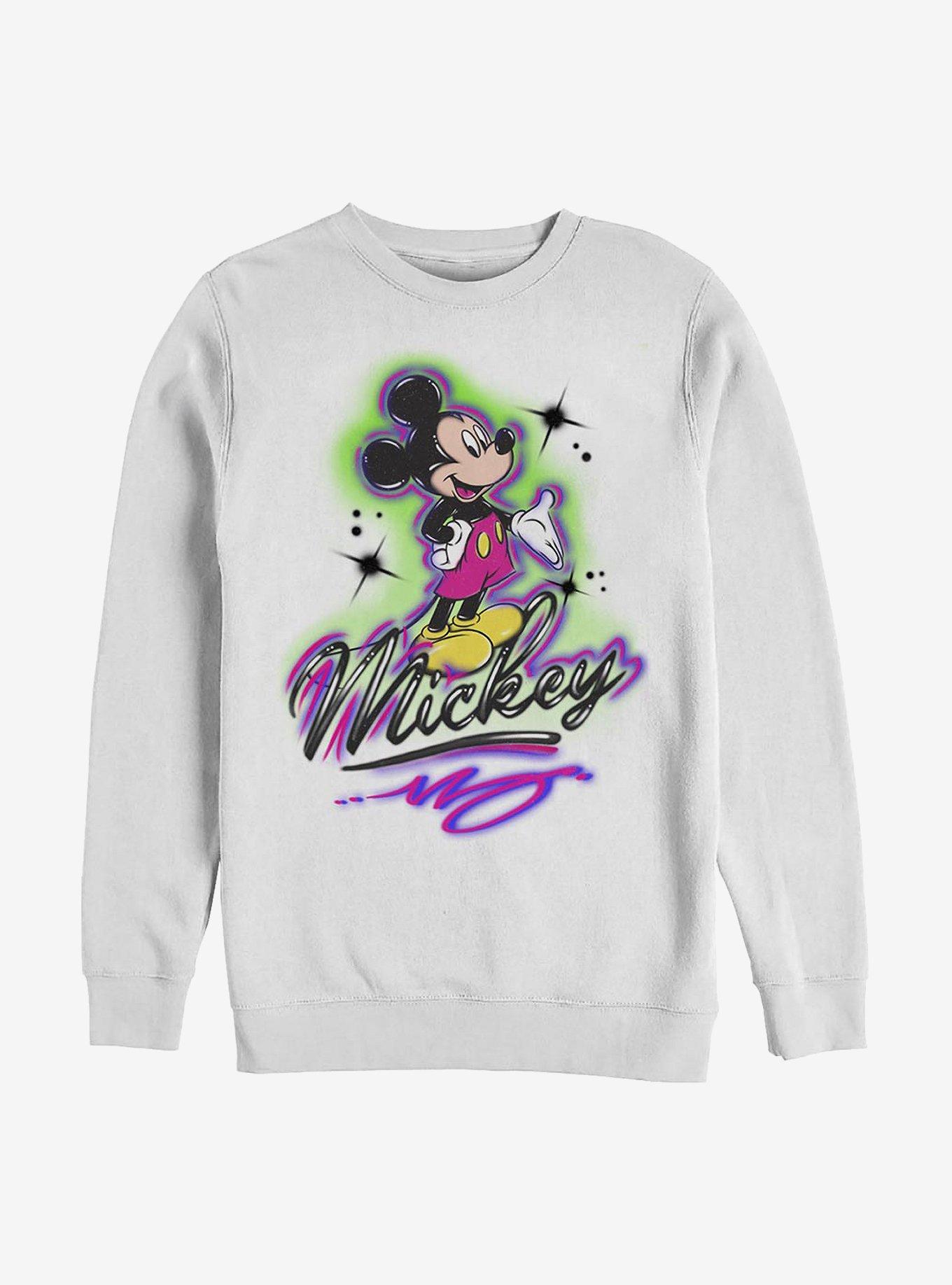 Disney Mickey Mouse Airbrush Mickey Crew Sweatshirt, WHITE, hi-res