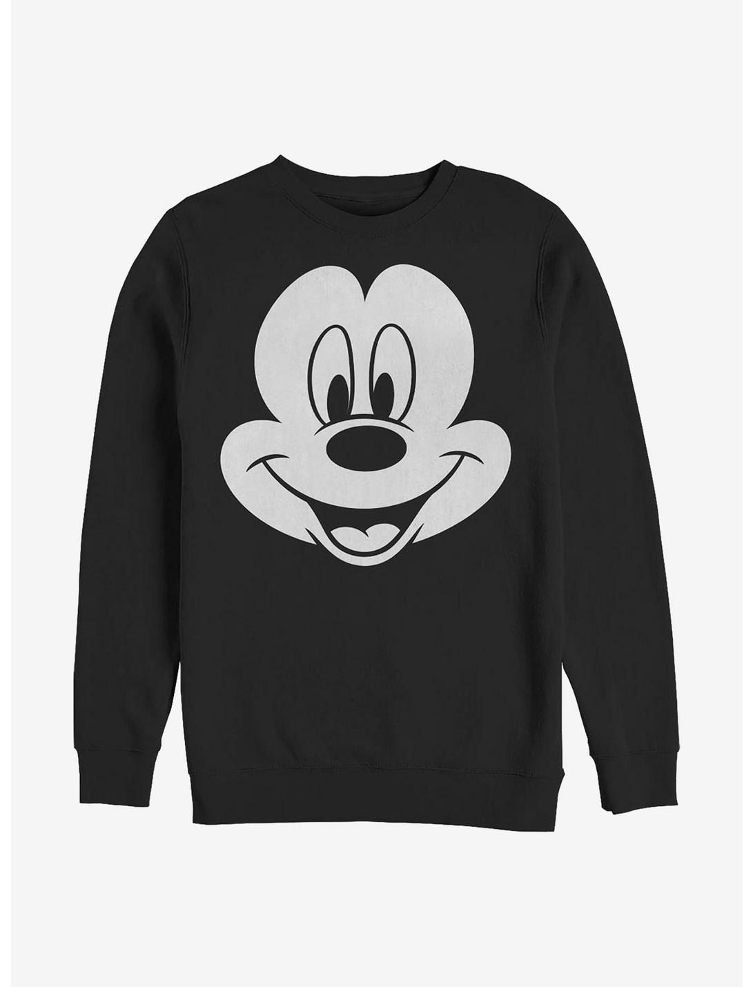 Disney Mickey Mouse Big Face Mickey Crew Sweatshirt, BLACK, hi-res