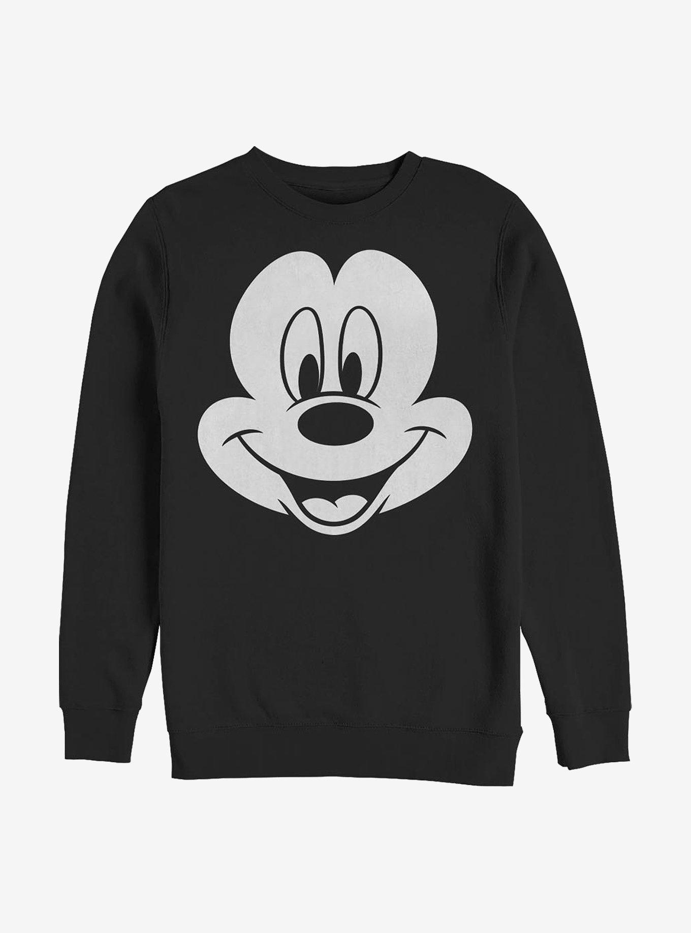 Disney Mickey Mouse Big Face Mickey Crew Sweatshirt, BLACK, hi-res