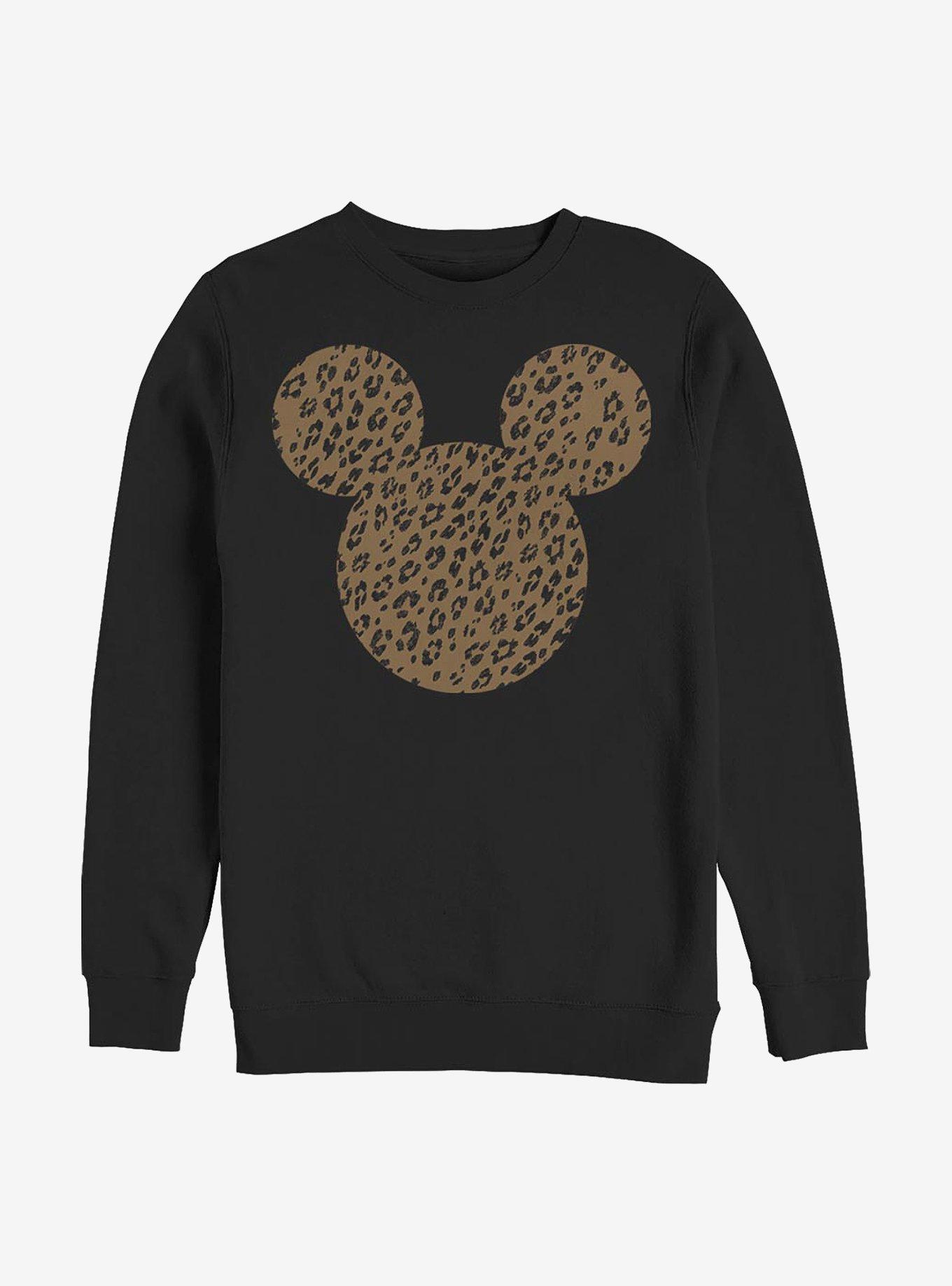 Disney Mickey Mouse Cheetah Mouse Crew Sweatshirt, BLACK, hi-res