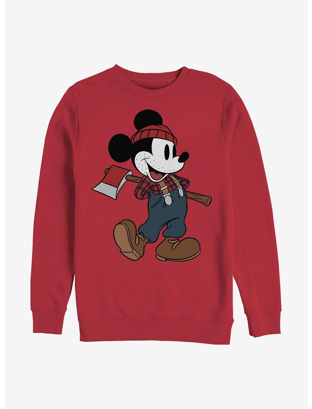 Disney Mickey Mouse Lumberjack Mickey Crew Sweatshirt, RED, hi-res