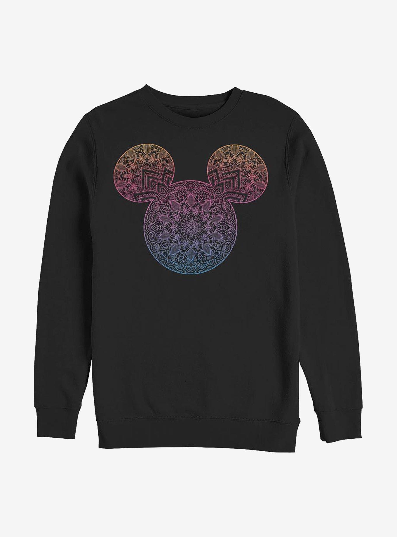 Disney Mickey Mouse Mickey Mandala Fill Crew Sweatshirt, BLACK, hi-res