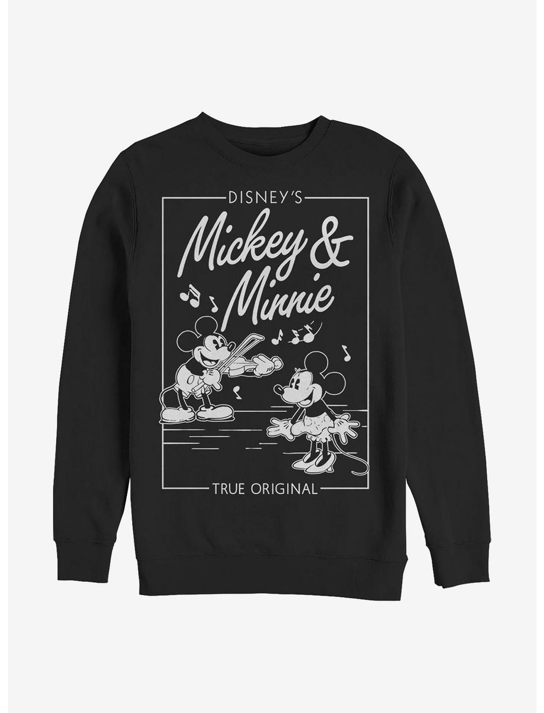 Disney Mickey Mouse Mickey Minnie Music Cover Crew Sweatshirt, BLACK, hi-res