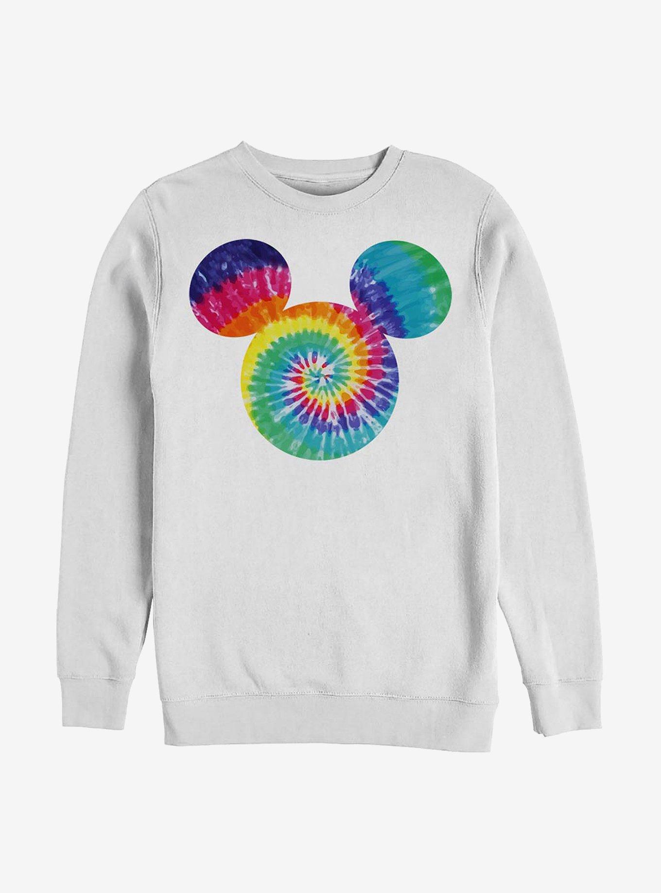 Disney Mickey Mouse Mickey Tie Dye Fill Crew Sweatshirt, WHITE, hi-res