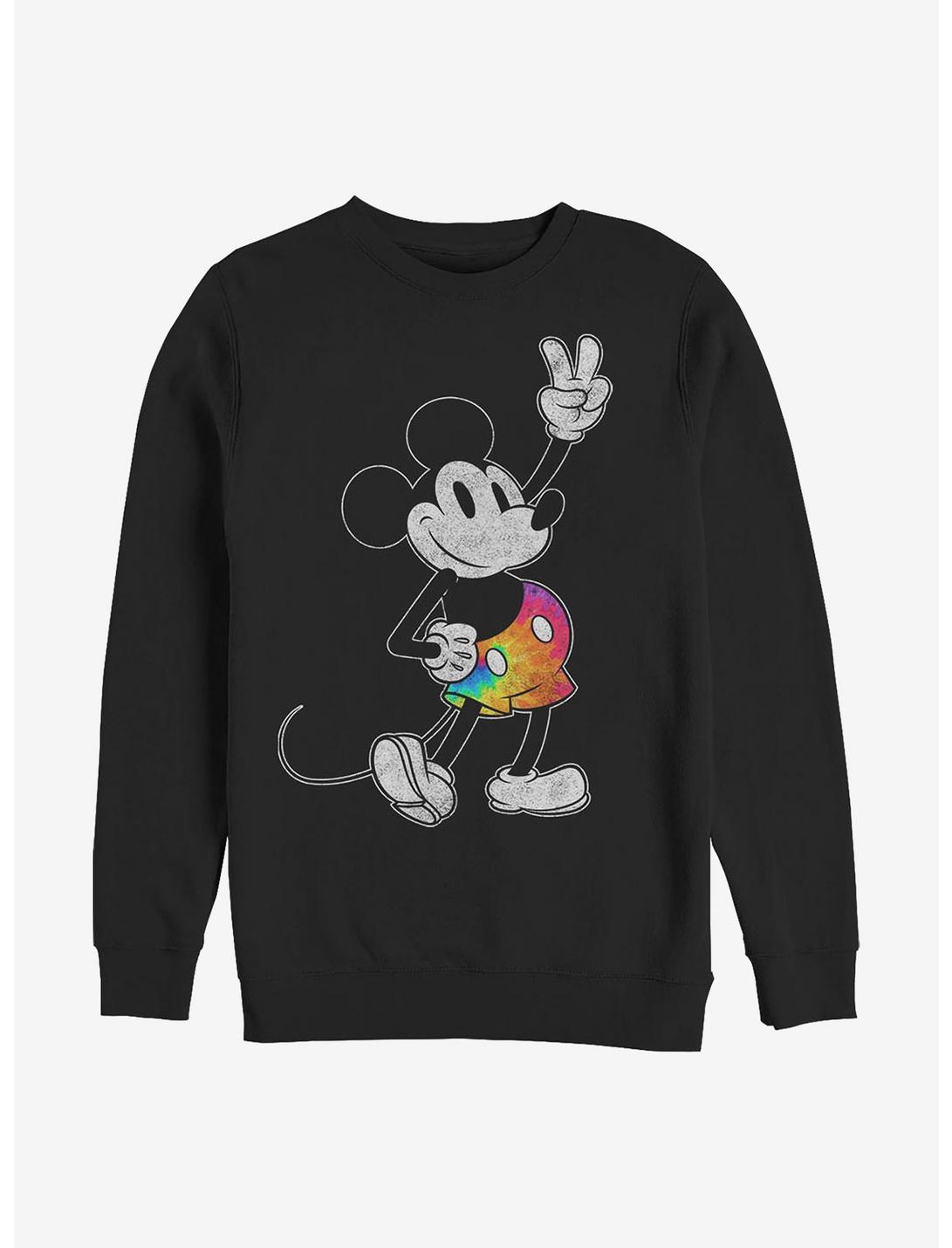 Disney Mickey Mouse Tie Dye Mickey Crew Sweatshirt, BLACK, hi-res