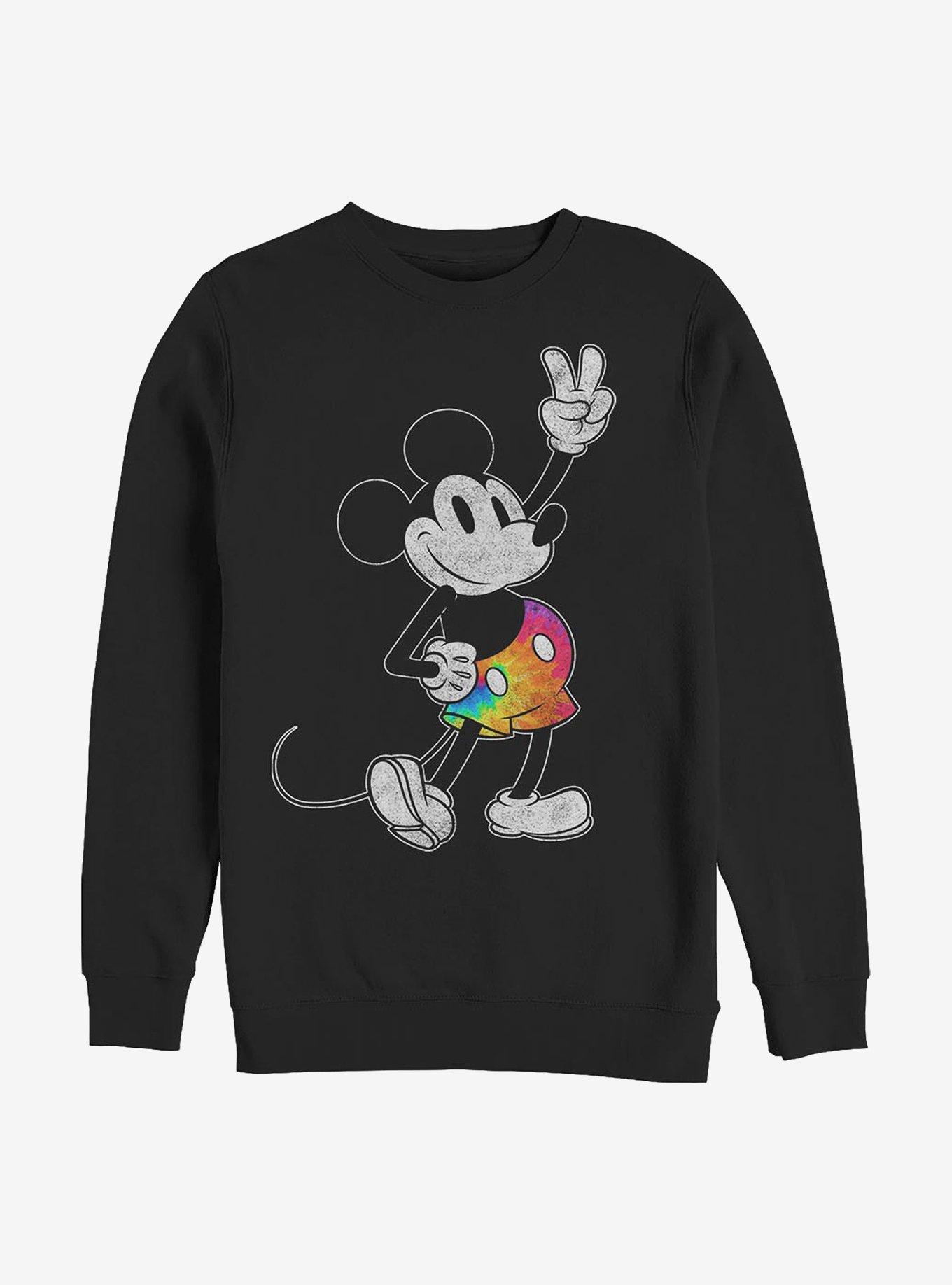 Disney Mickey Mouse Tie Dye Mickey Crew Sweatshirt, BLACK, hi-res