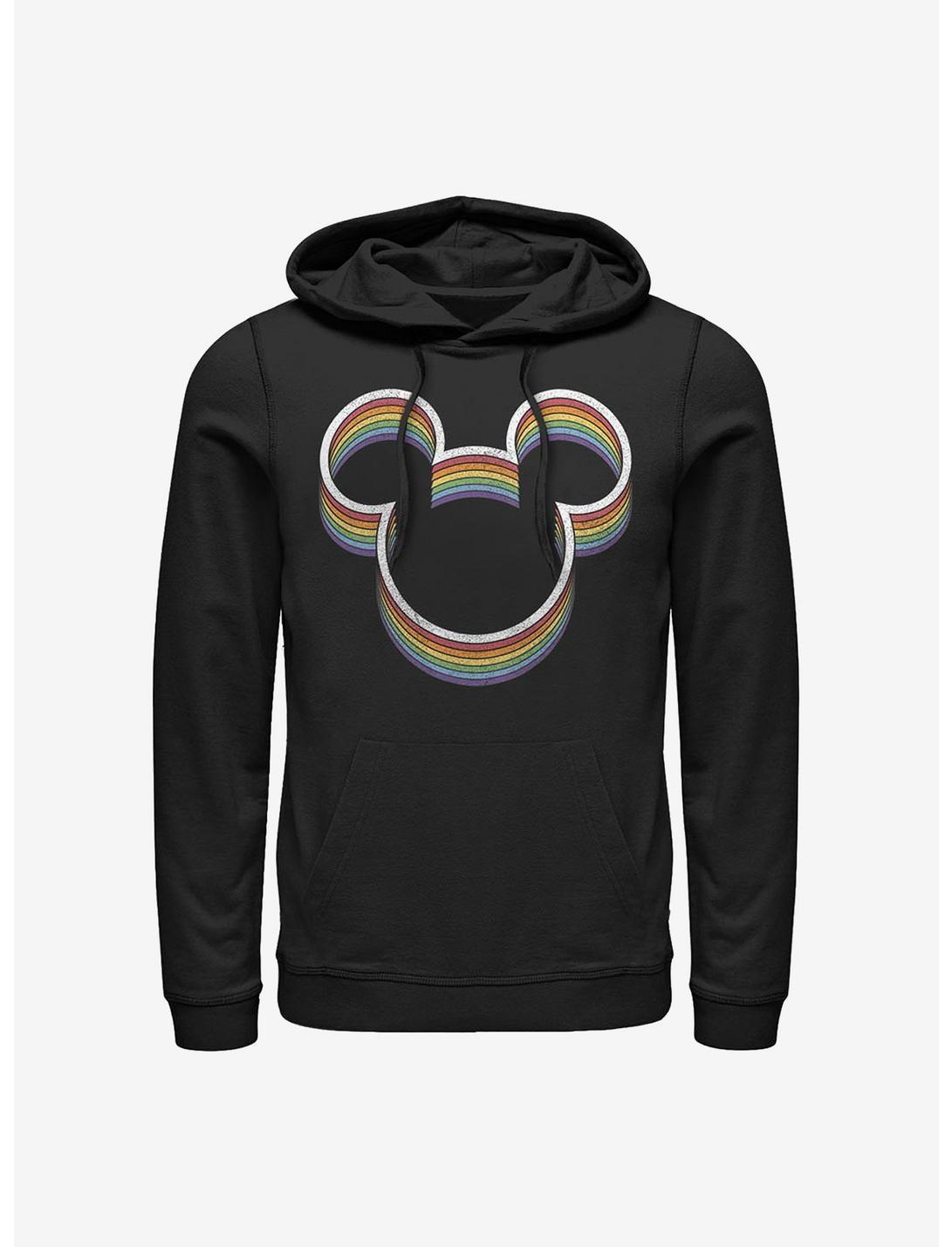Disney Mickey Mouse Rainbow Ears Hoodie, BLACK, hi-res