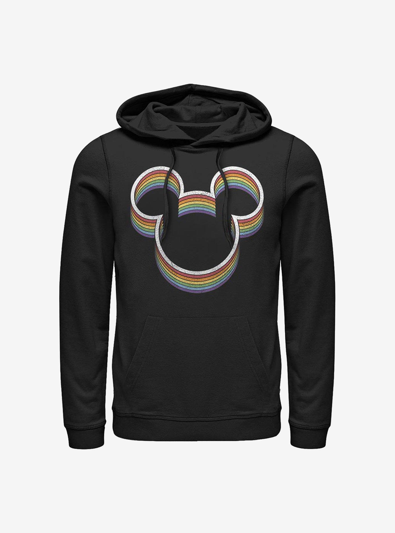 Disney Mickey Mouse Rainbow Ears Hoodie, BLACK, hi-res