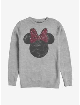 Disney Minnie Mouse Minnie Leopard Bow Crew Sweatshirt, ATH HTR, hi-res