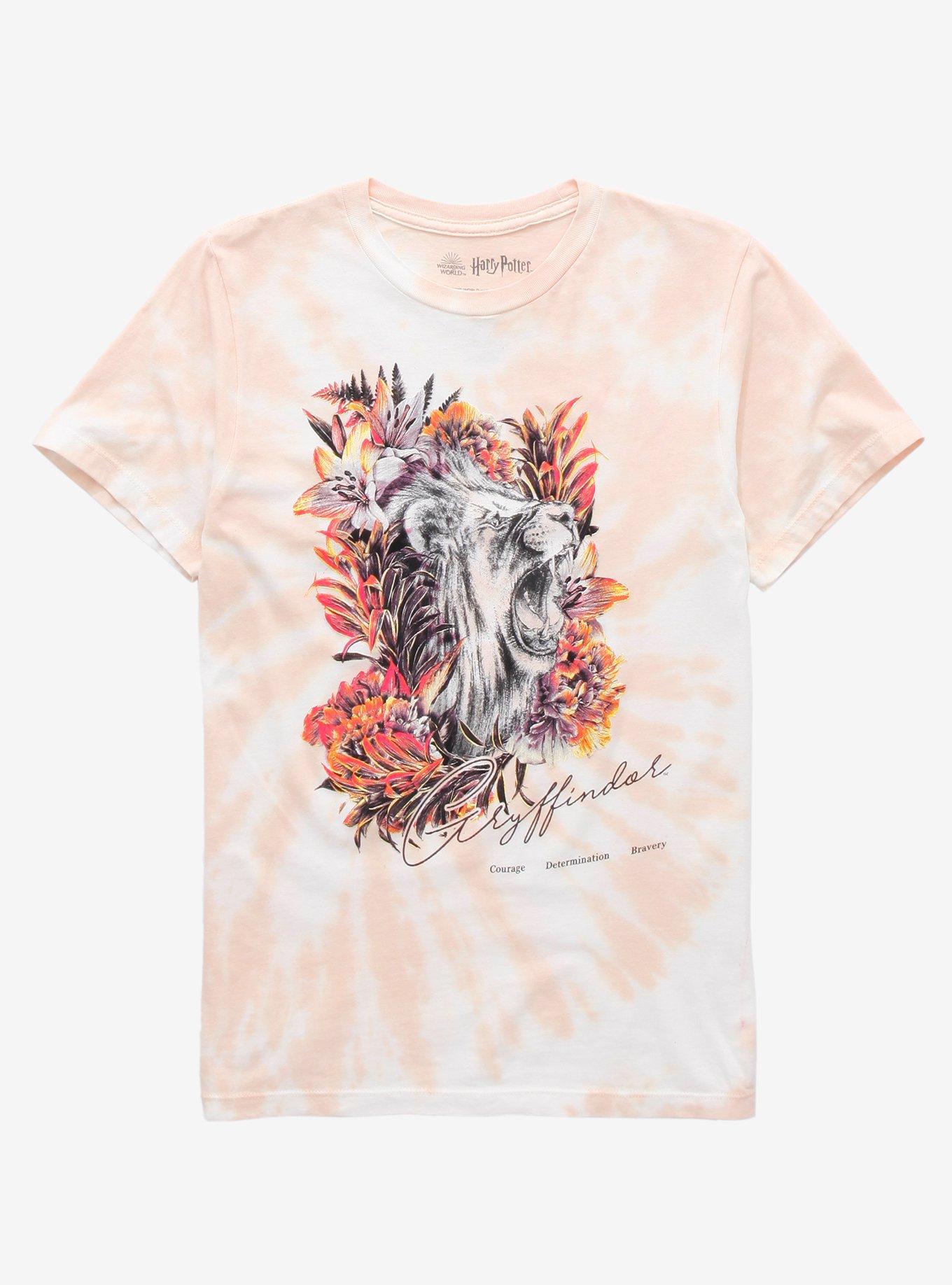 Harry Potter Gryffindor Floral Tie-Dye Boyfriend Fit Girls T-Shirt ...