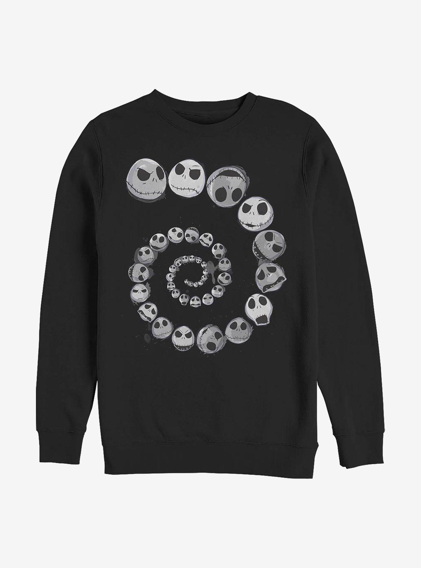 Disney The Nightmare Before Christmas Jack Emotions Spiral Crew Sweatshirt, BLACK, hi-res