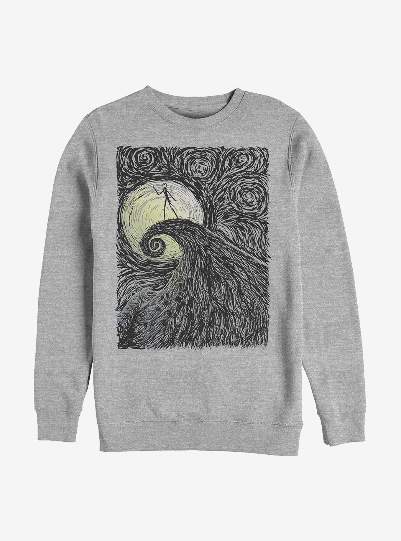 Disney The Nightmare Before Christmas Spiral Hill Crew Sweatshirt, ATH HTR, hi-res