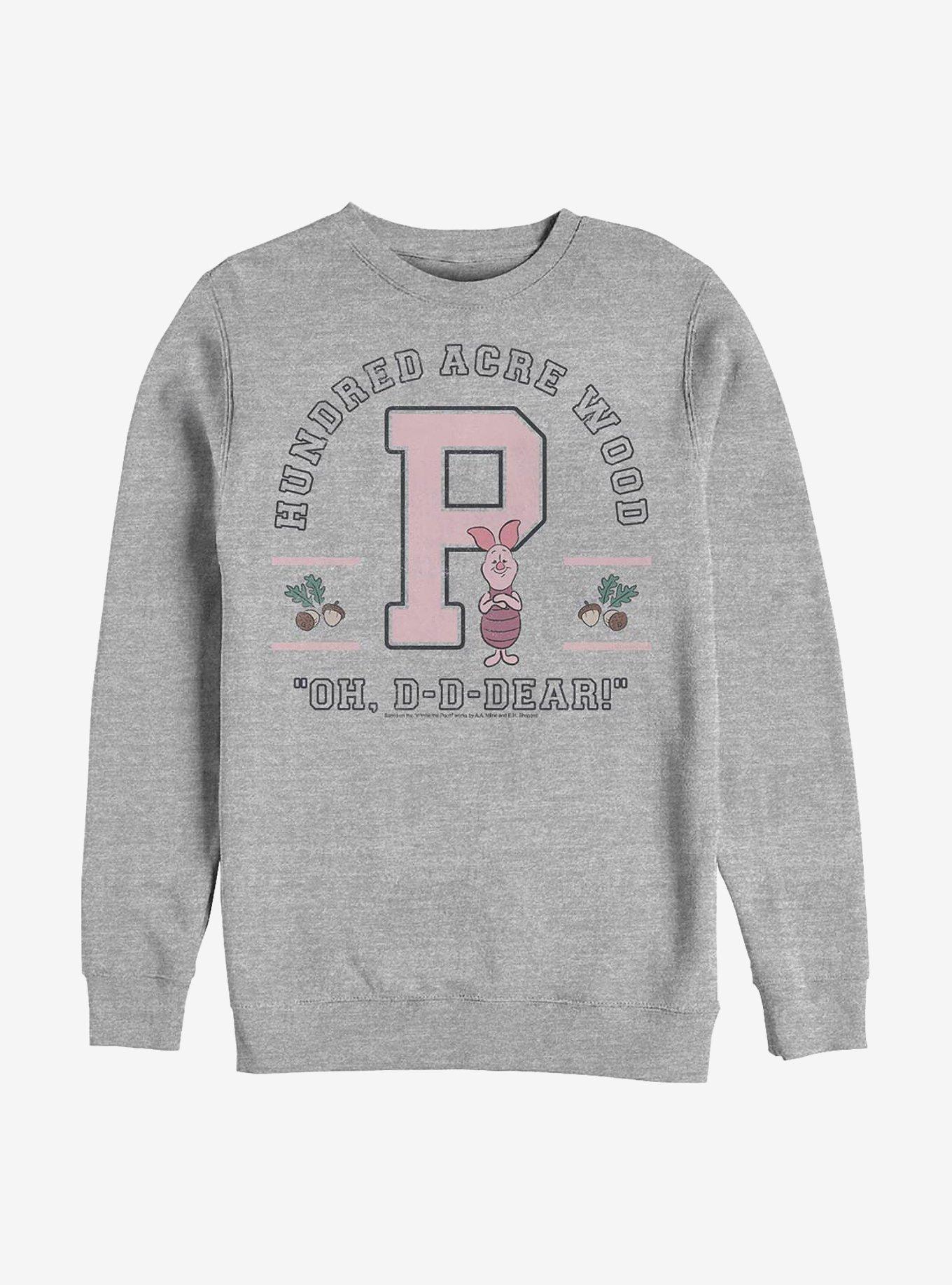 Disney Winnie The Pooh Piglet Collegiate Crew Sweatshirt, ATH HTR, hi-res