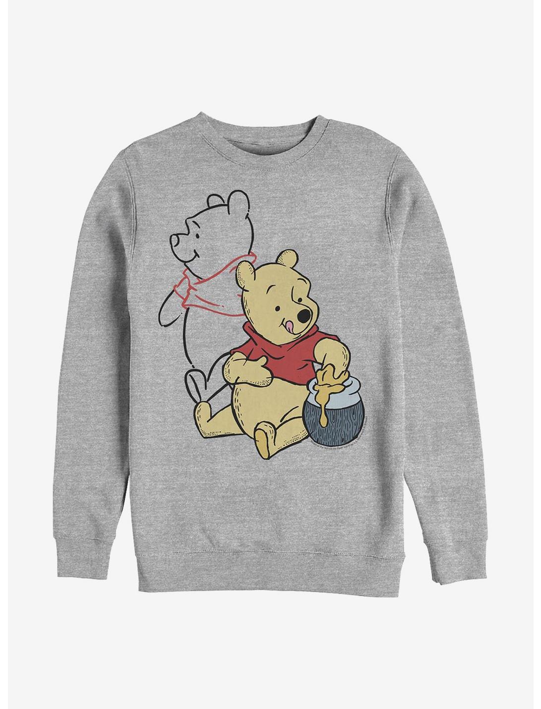 Disney Winnie The Pooh Line Art Crew Sweatshirt, ATH HTR, hi-res