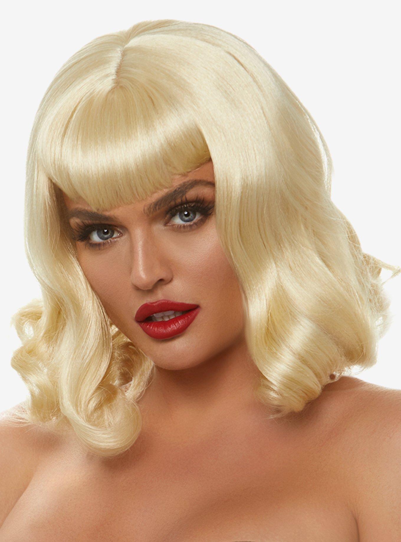 Retro Curly Bob Wig Blonde, , hi-res