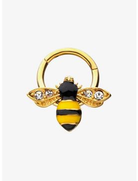 16G 5/16" Gold Plated Bee Hinged Segment Ring, , hi-res