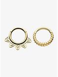 16G 5/16" Gold Plated Twisted Hinged Segment Rings, , hi-res