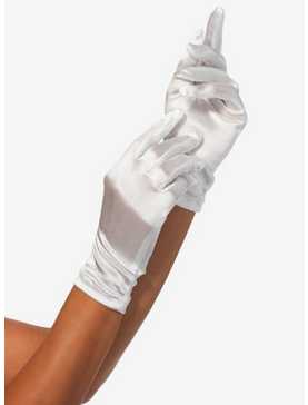 Wrist Length Satin Gloves White, , hi-res