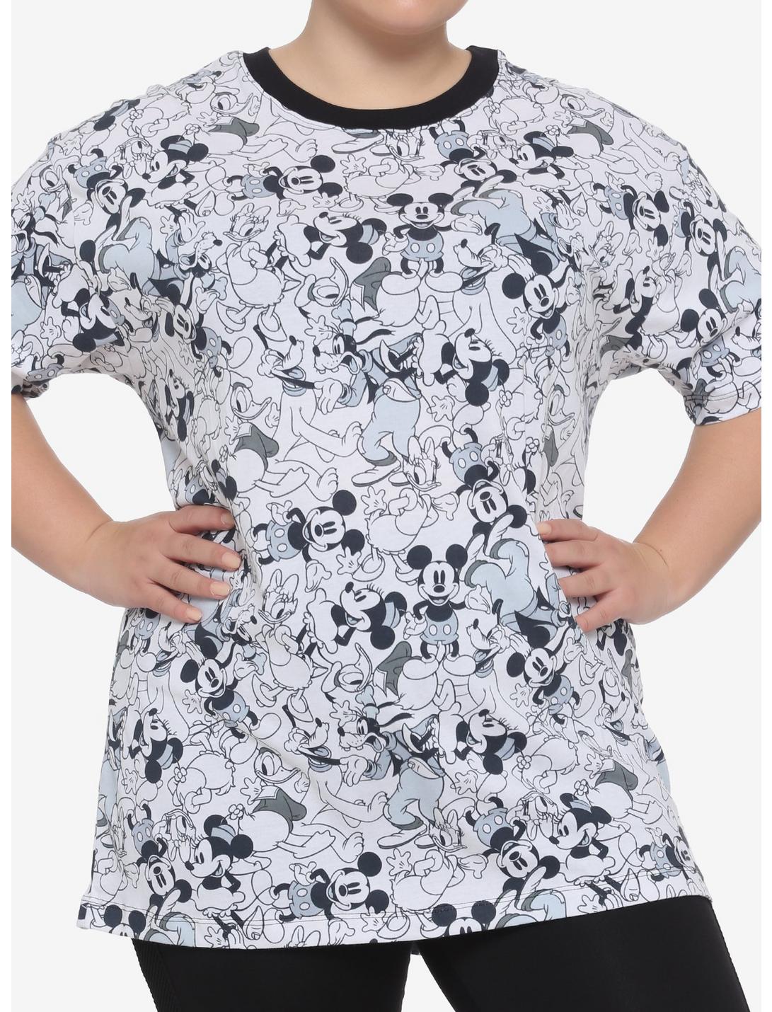 Disney The Sensational Six Black & White Oversized Girls T-Shirt Plus Size, BLACK, hi-res