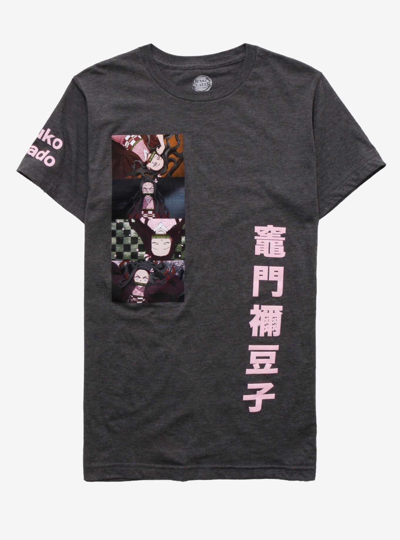 Demon Slayer: Kimetsu no Yaiba Nezuko Kamado Kanji Women's T-Shirt - BoxLunch Exclusive, HEATHER GREY, hi-res