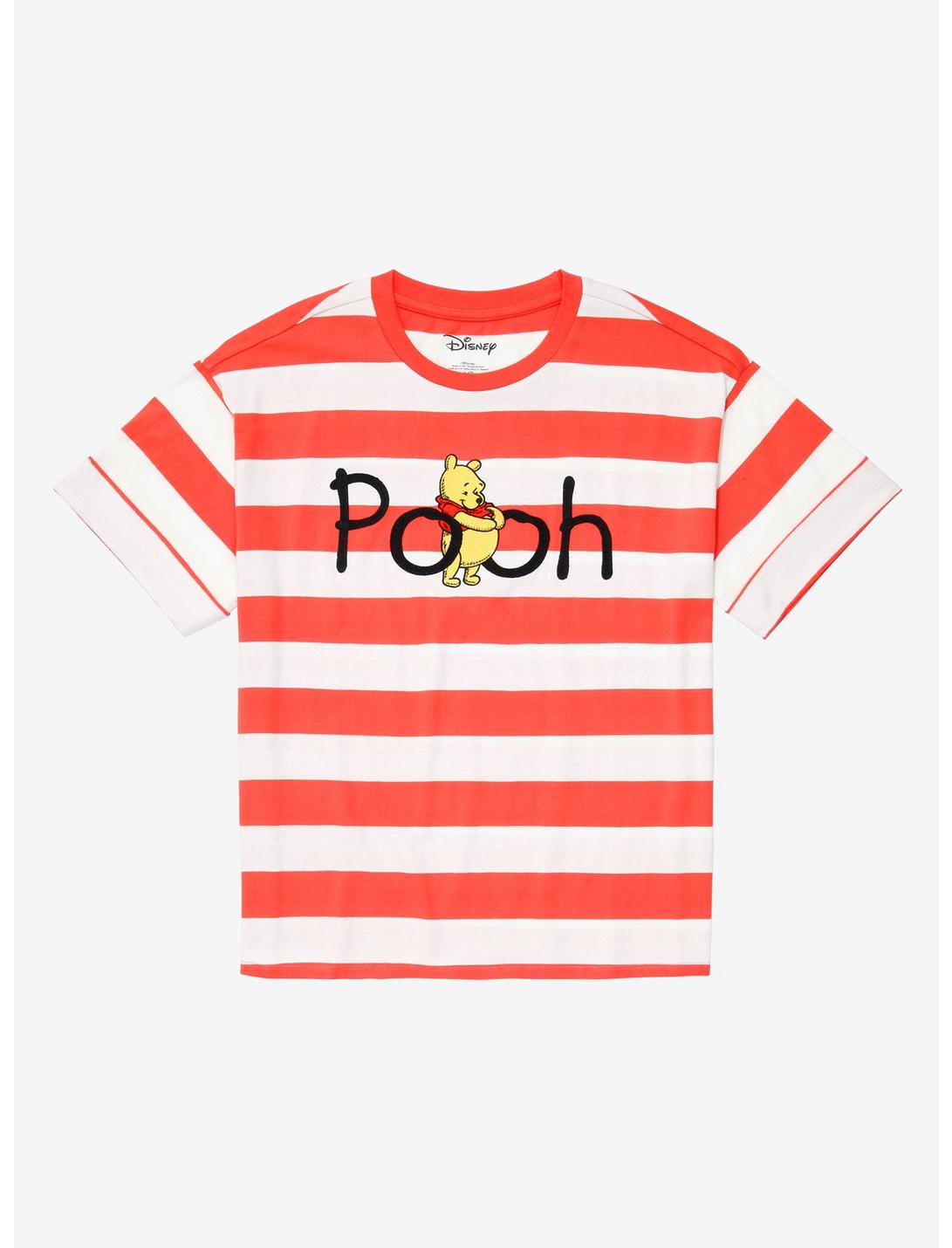 Disney Winnie the Pooh Striped Boxy Rolled Cuff T-Shirt - BoxLunch Exclusive, RED STRIPE, hi-res