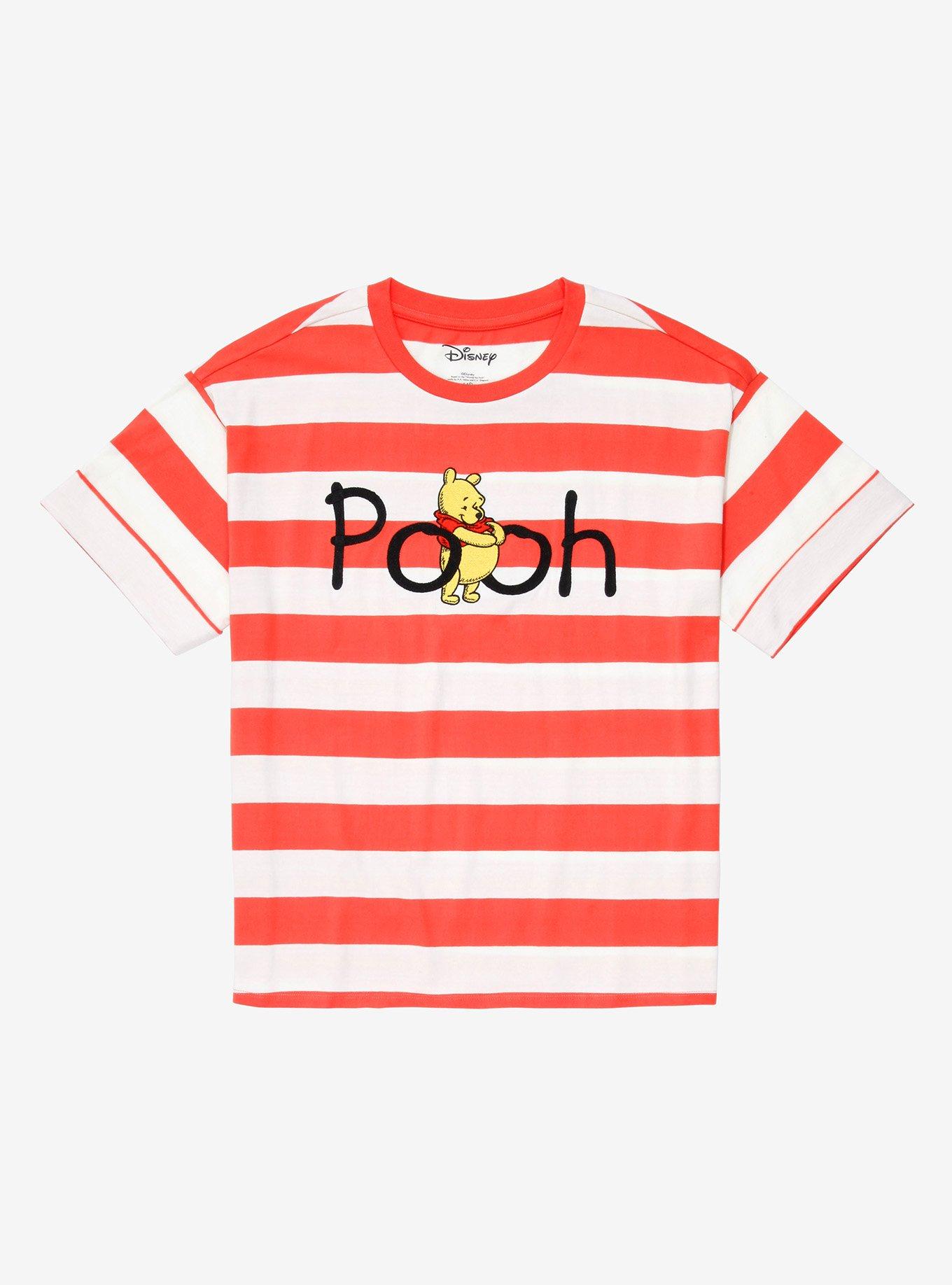 Disney Winnie the Pooh Striped Boxy Rolled Cuff T-Shirt - BoxLunch Exclusive, RED STRIPE, hi-res