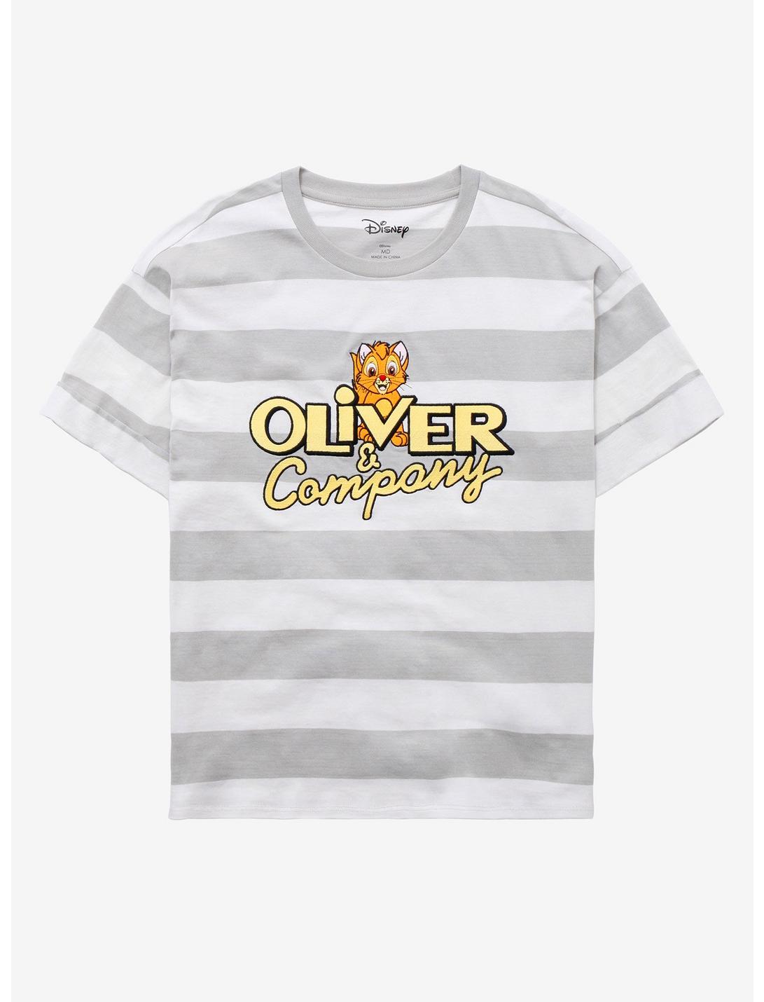 Disney Oliver & Company Striped Women's T-Shirt - BoxLunch Exclusive, GREY STRIPE, hi-res