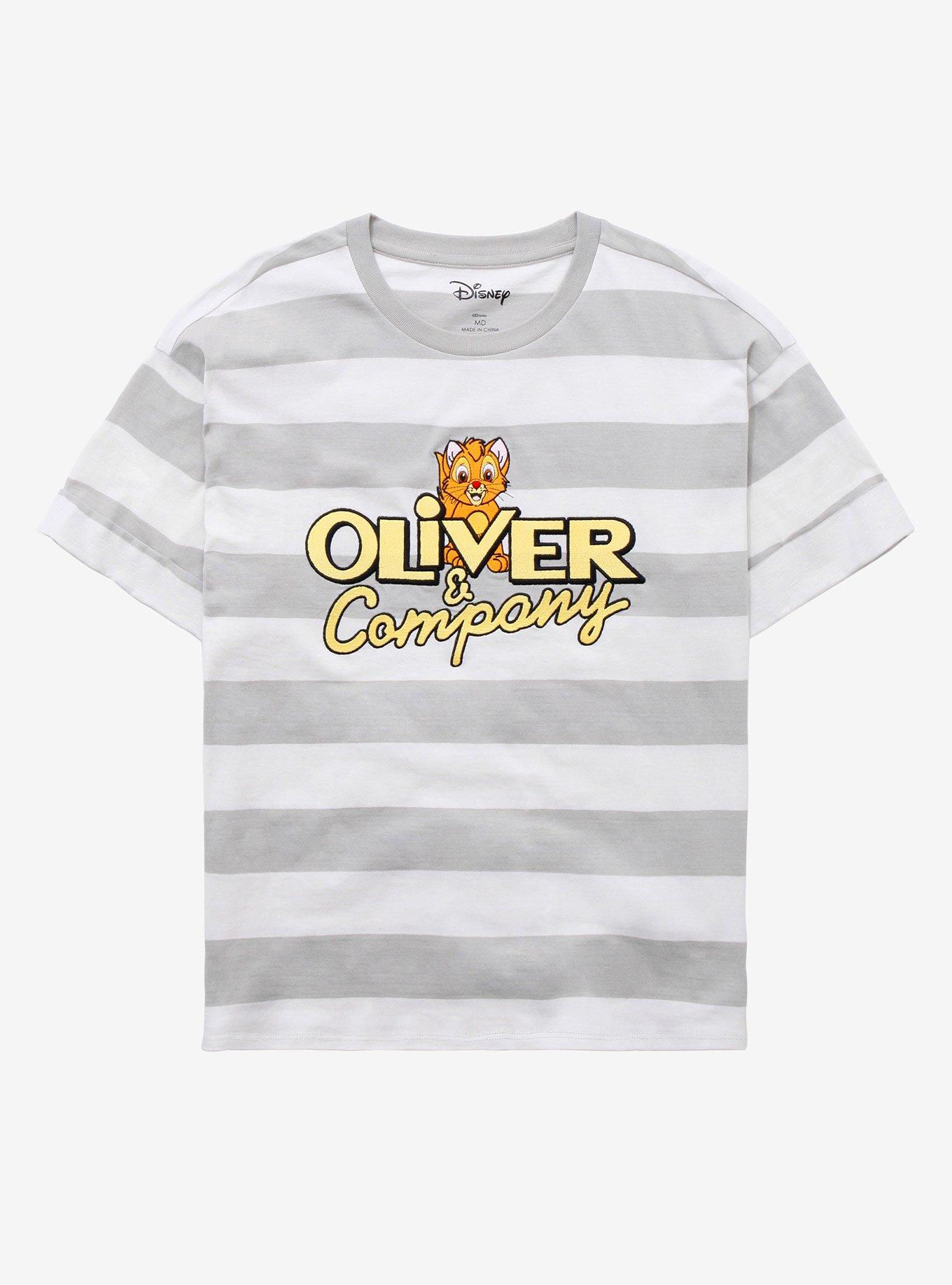 Disney Oliver & Company Striped Women's T-Shirt - BoxLunch Exclusive, GREY STRIPE, hi-res