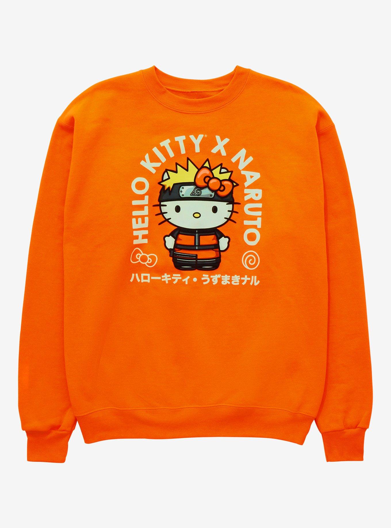 Naruto Shippuden x Hello Kitty and Friends Hello Kitty as Naruto Crewneck - BoxLunch Exclusive, ORANGE, hi-res