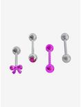 Steel Pink Bow Barbell 4 Pack, , hi-res