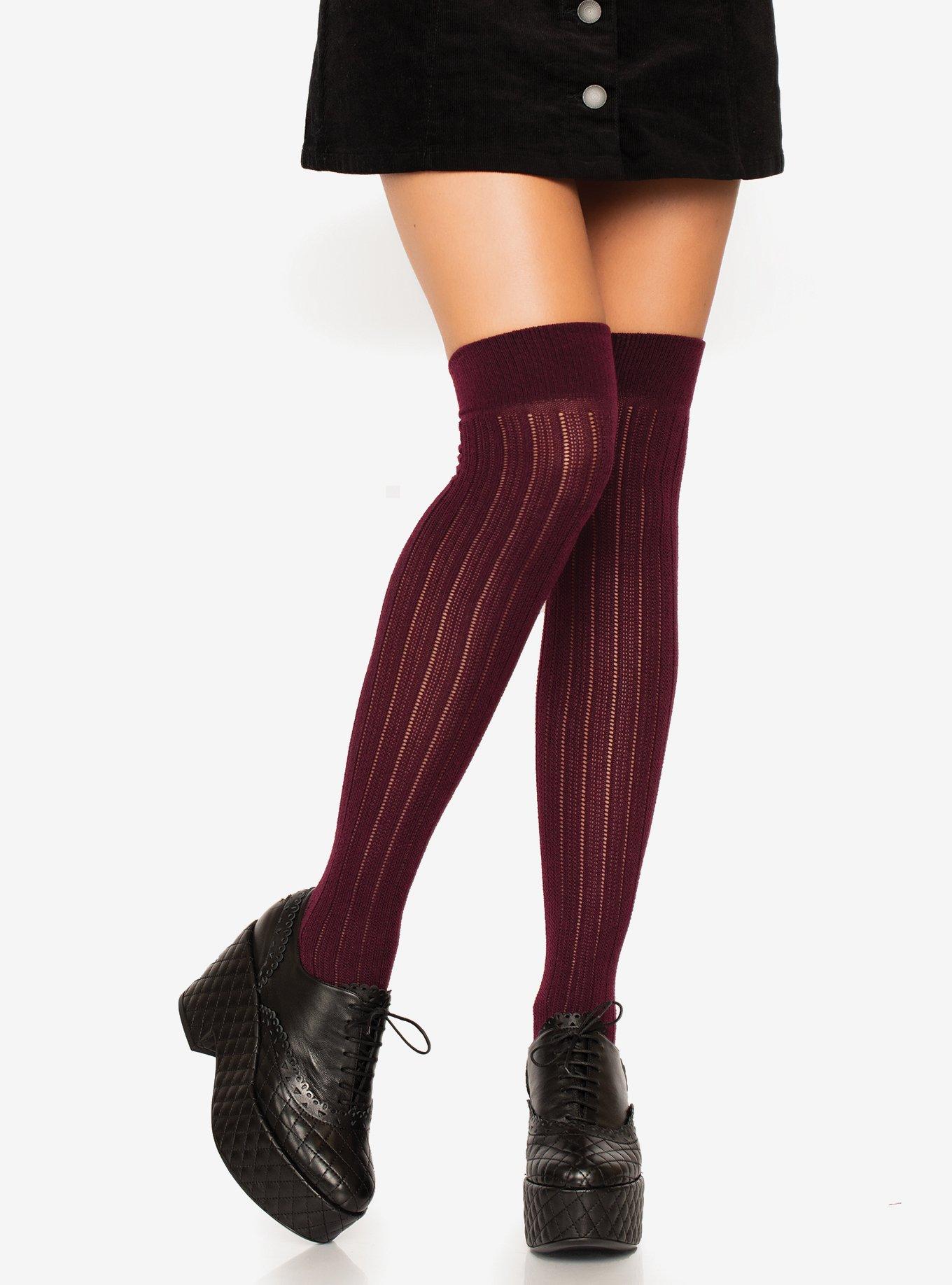 Burgundy skirt knee high socks sale