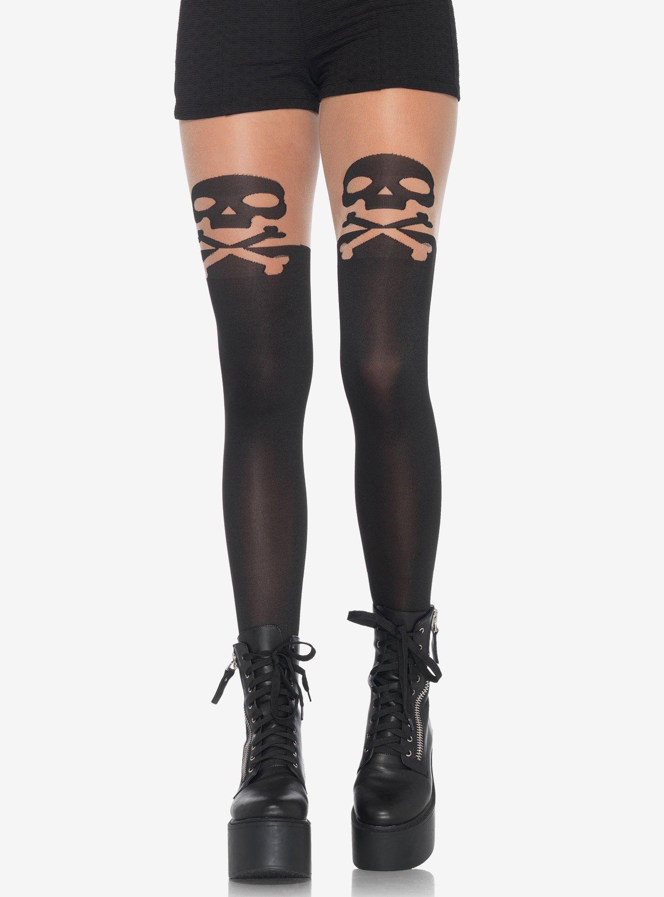 Skull And Crossbone Opaque Tights, , hi-res