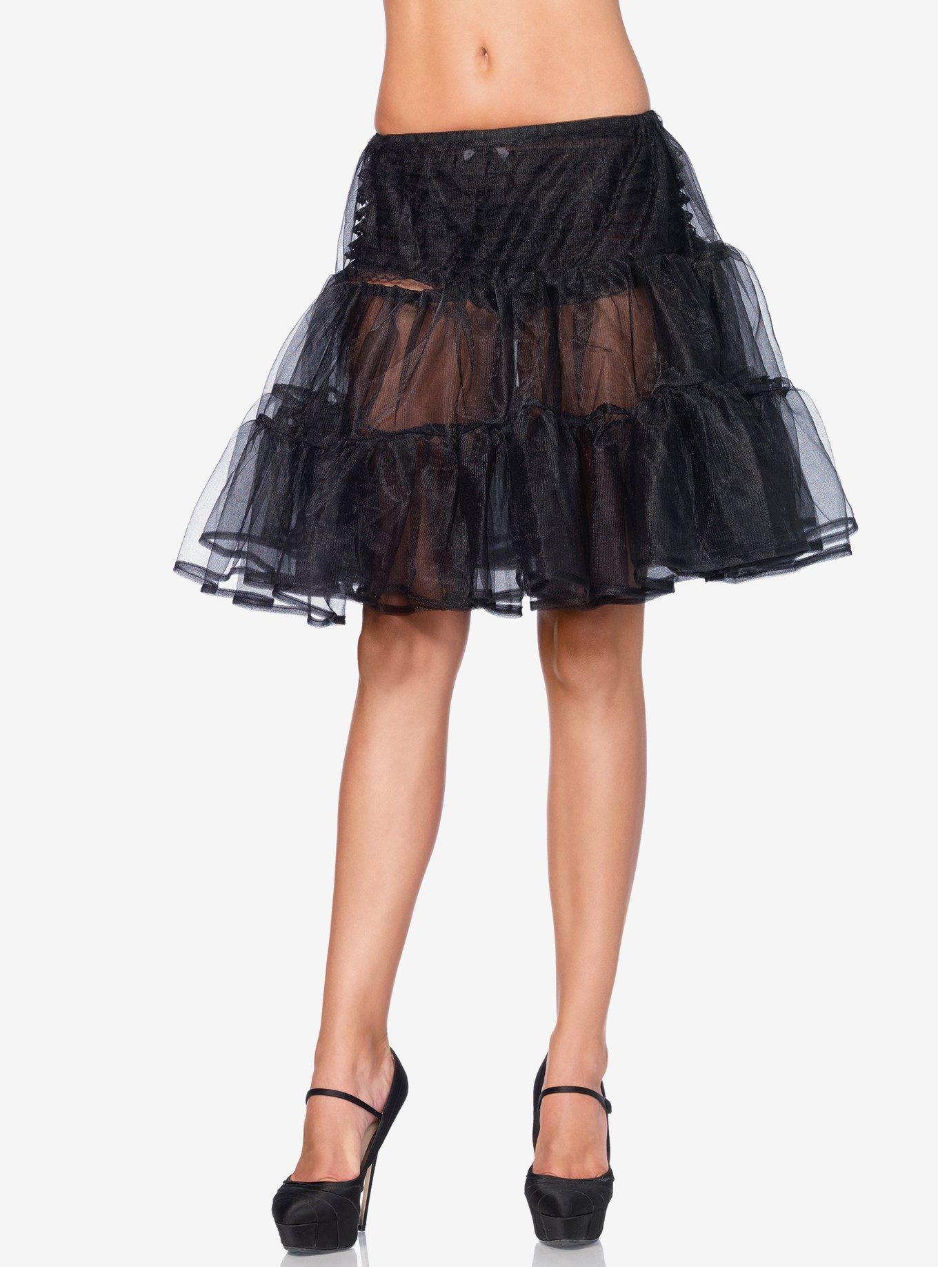 Shimmer Organza Knee Length Petticoat Skirt Black, , hi-res