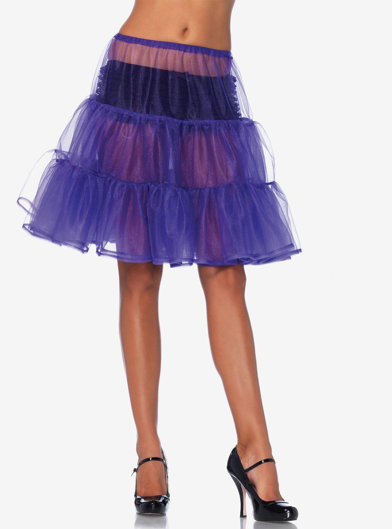 Shimmer Organza Knee Length Petticoat Skirt Purple Hot Topic