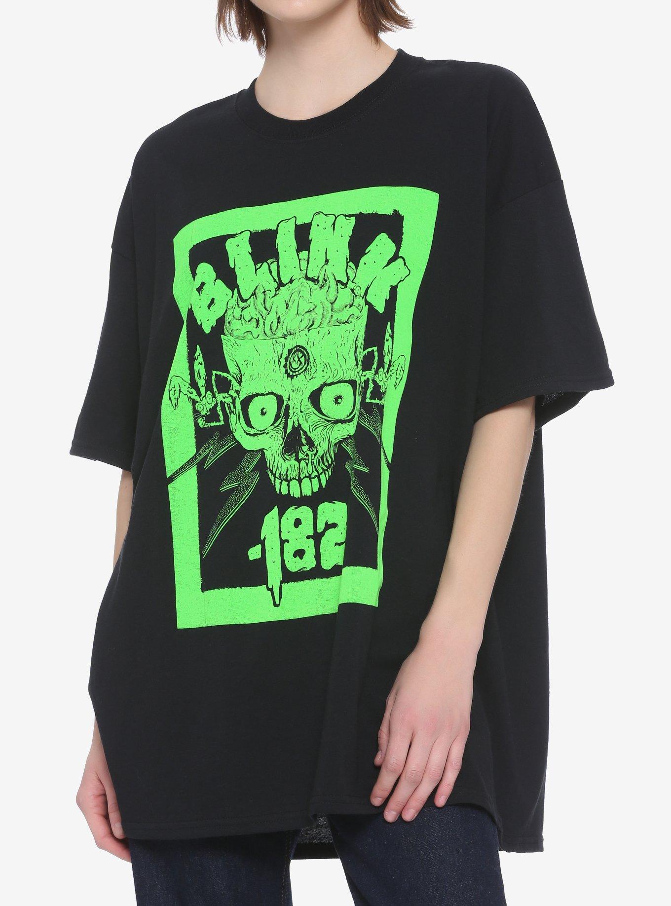 Blink-182 Neon Skull Oversized Girls T-Shirt, BLACK, hi-res