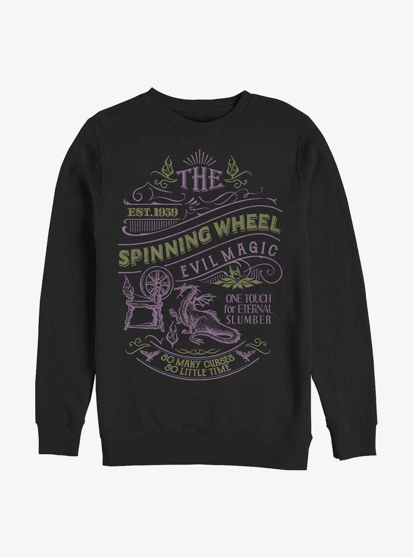 Disney Sleeping Beauty Spinning Wheel Crew Sweatshirt, BLACK, hi-res