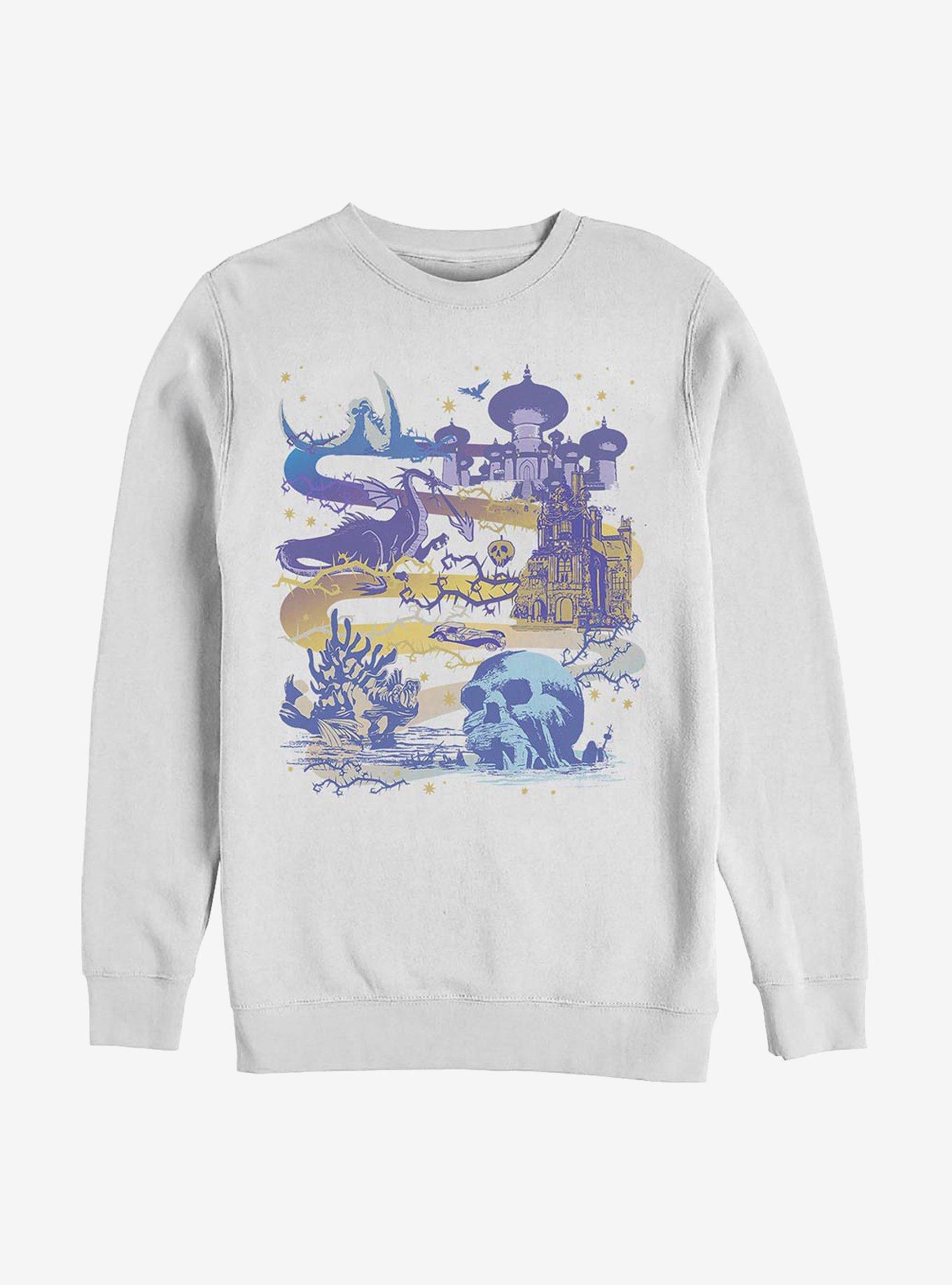 Disney Villains Villains Map Crew Sweatshirt - WHITE | Hot Topic