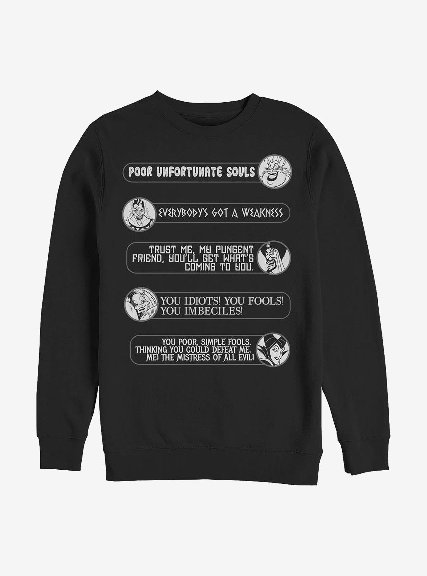 Disney Villains Villain Quotes Crew Sweatshirt, BLACK, hi-res