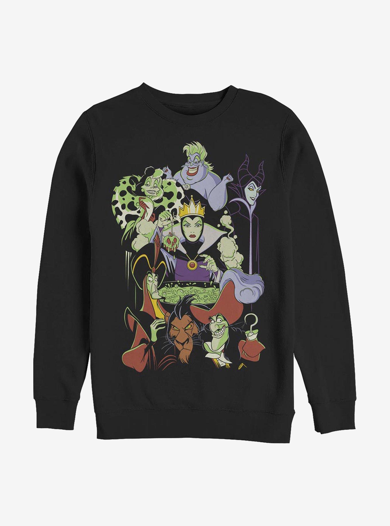 Disney Villains Worst Dinner Party Ever Crew Sweatshirt, BLACK, hi-res