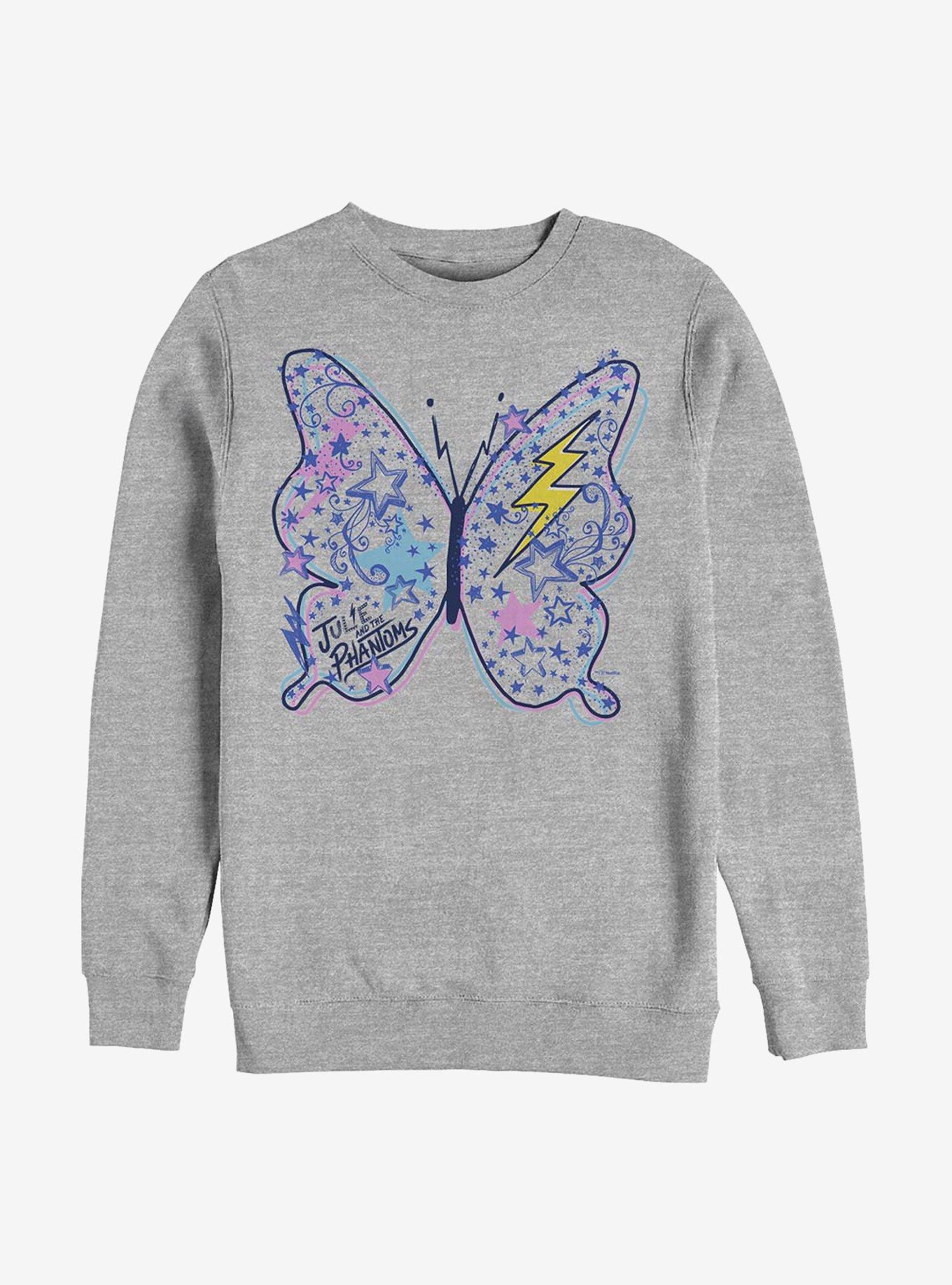 Julie And The Phantoms Butterfly Doodles Crew Sweatshirt, ATH HTR, hi-res