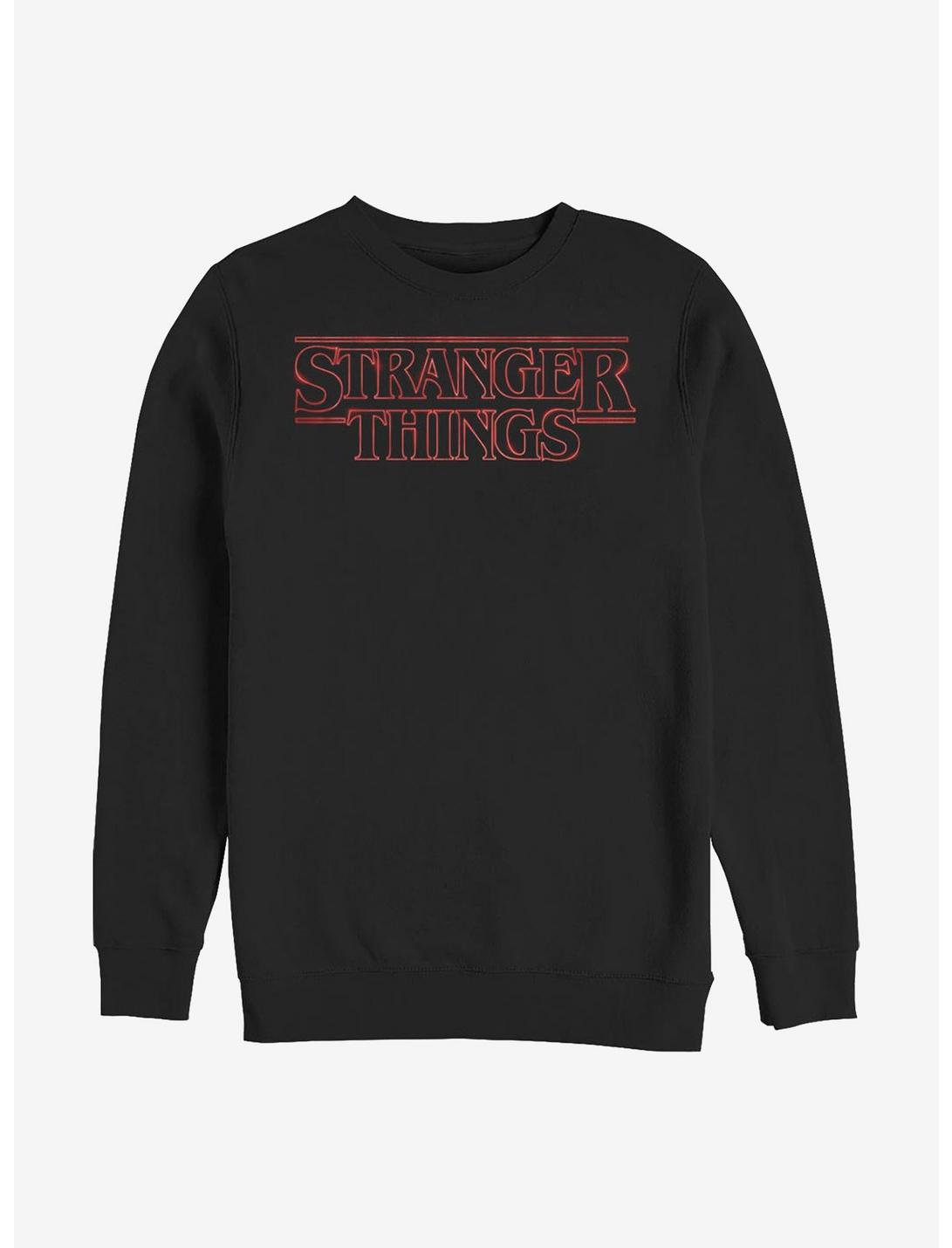 Stranger Things Stranger Neon Logo Crew Sweatshirt, BLACK, hi-res