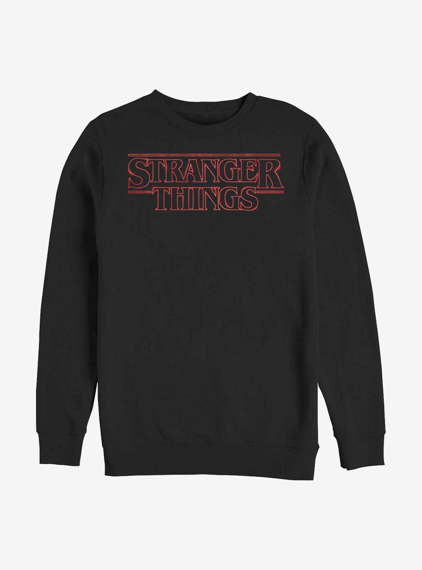 Stranger Things Stranger Neon Logo Crew Sweatshirt, BLACK, hi-res