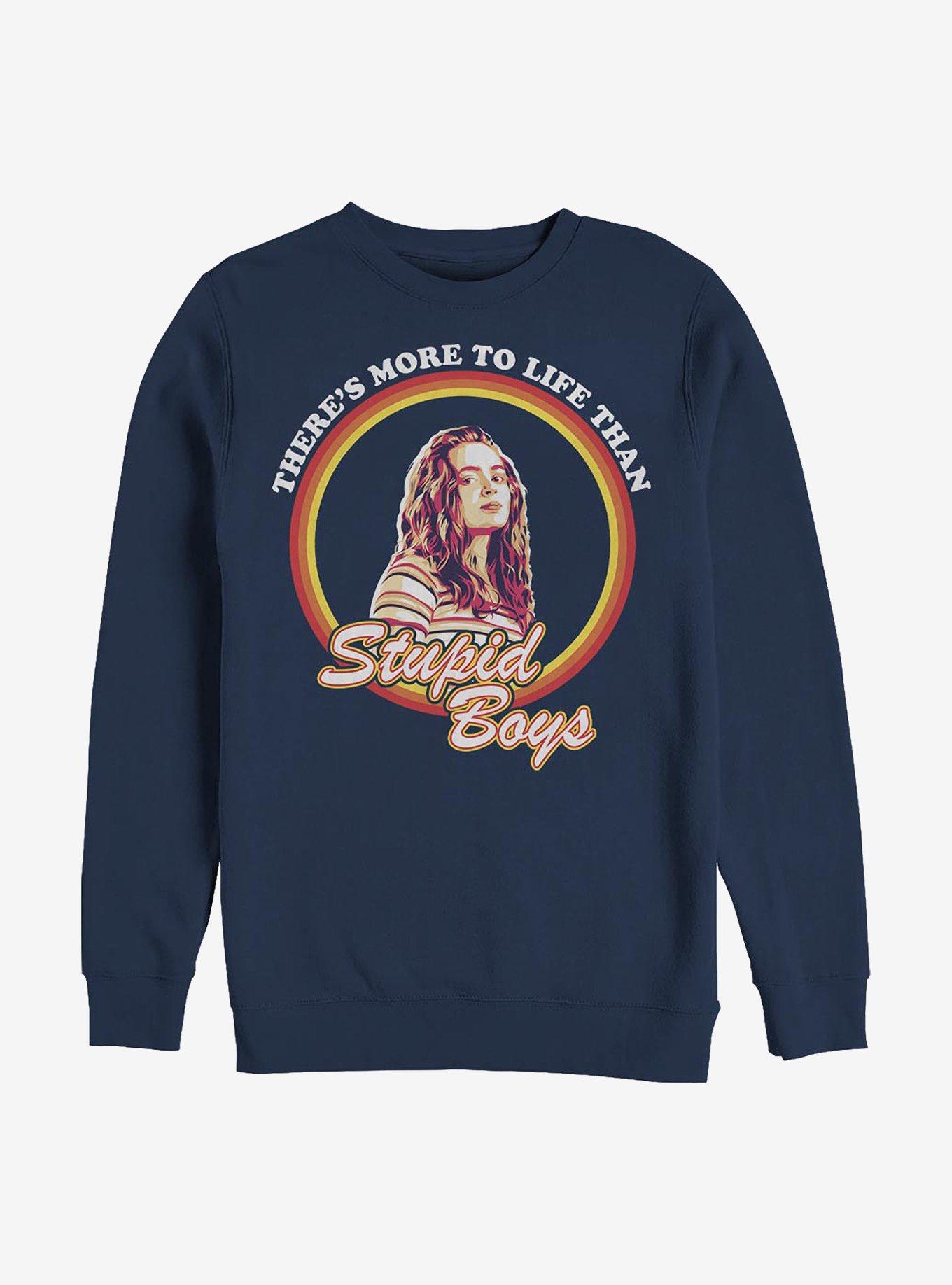 Stranger Things Stupid Boys Crew Sweatshirt, NAVY, hi-res