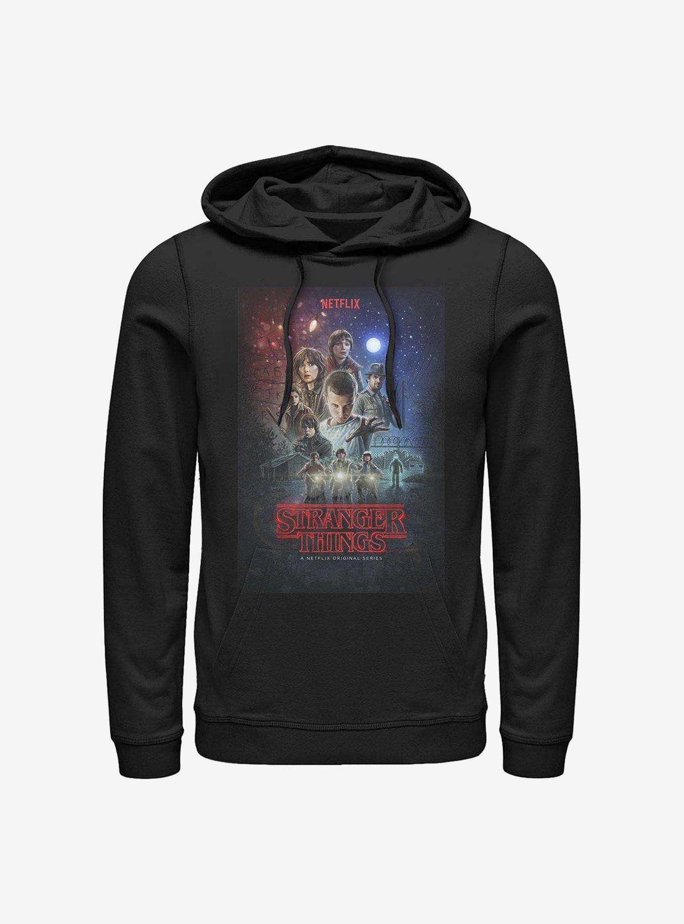 Stranger Things Classic Illustrated Poster Hoodie, BLACK, hi-res