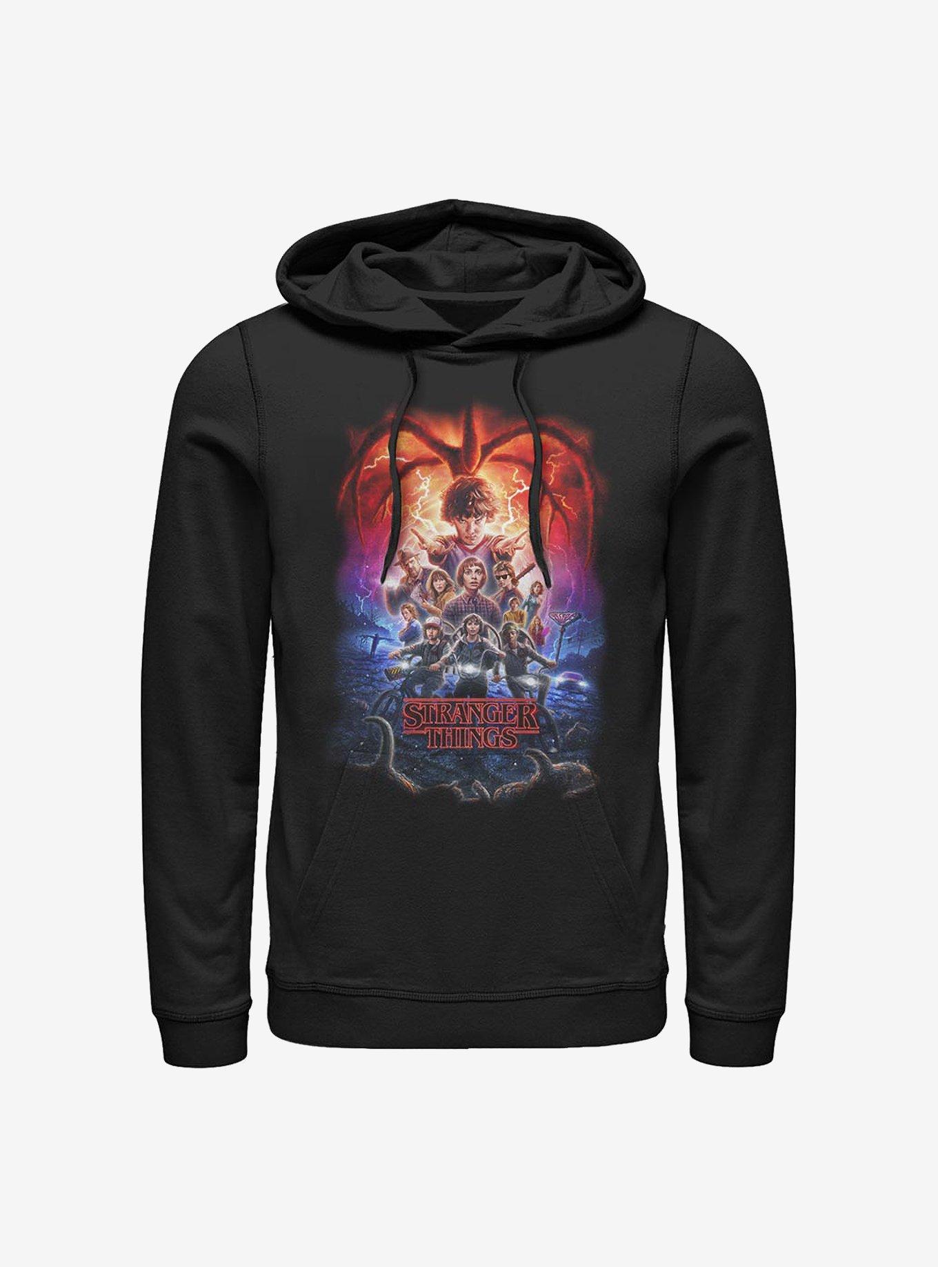 Stranger Things Group Pumpkins Poster Hoodie, BLACK, hi-res