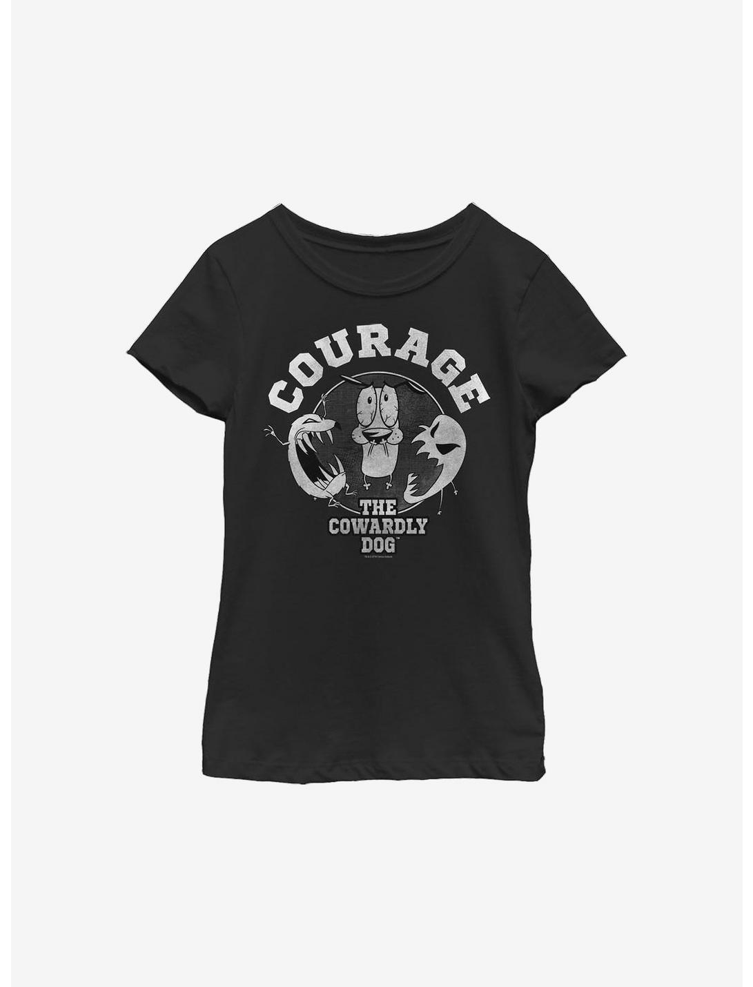Courage The Cowardly Dog Courage Badge Youth Girls T-Shirt, BLACK, hi-res